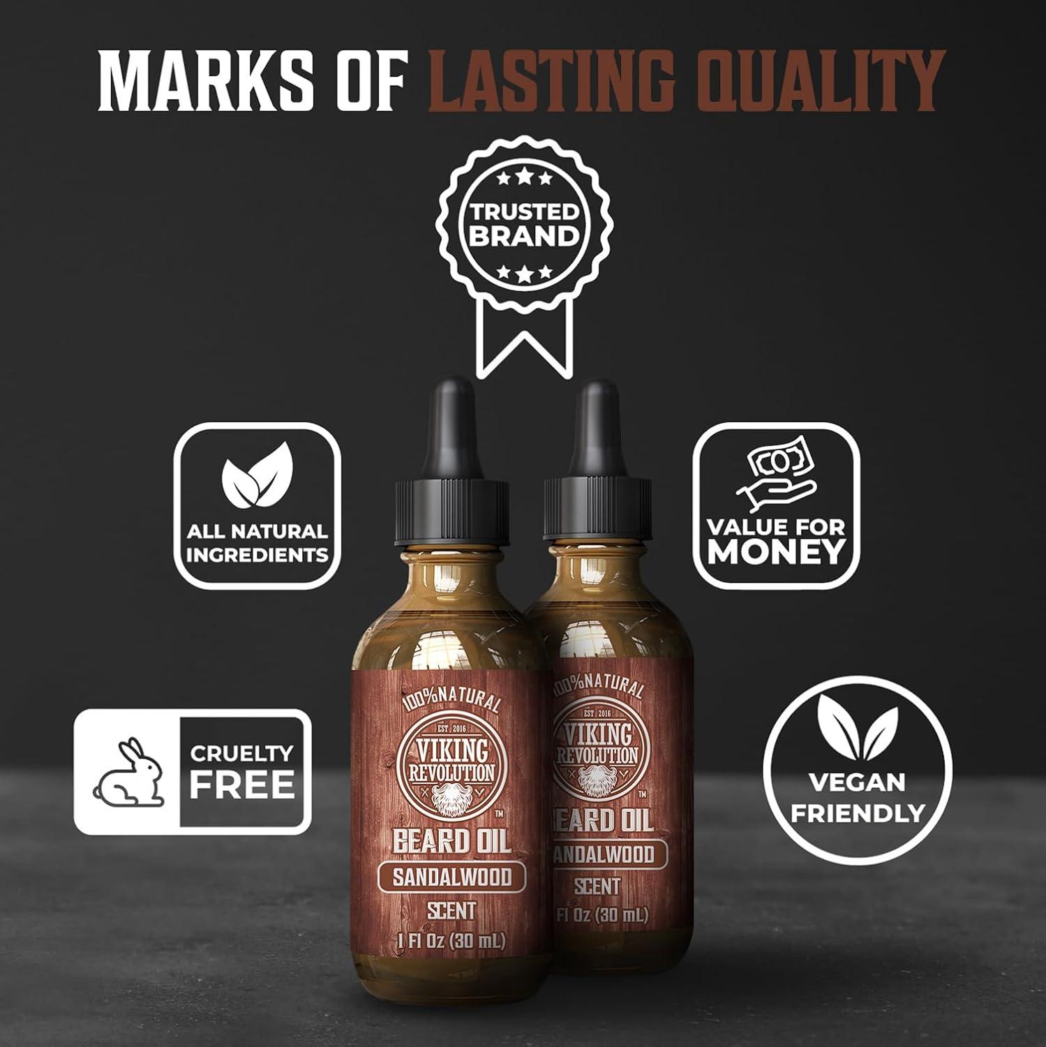 image:imageViking Revolution Majestic Oud Beard Oil for Men Natural Mens Beard Oil with Argan Oil and Jojoba Oil Beard Softener Strengthens and Moisturizes Beard Conditioner for Men Majestic Oud1 PackSandalwood