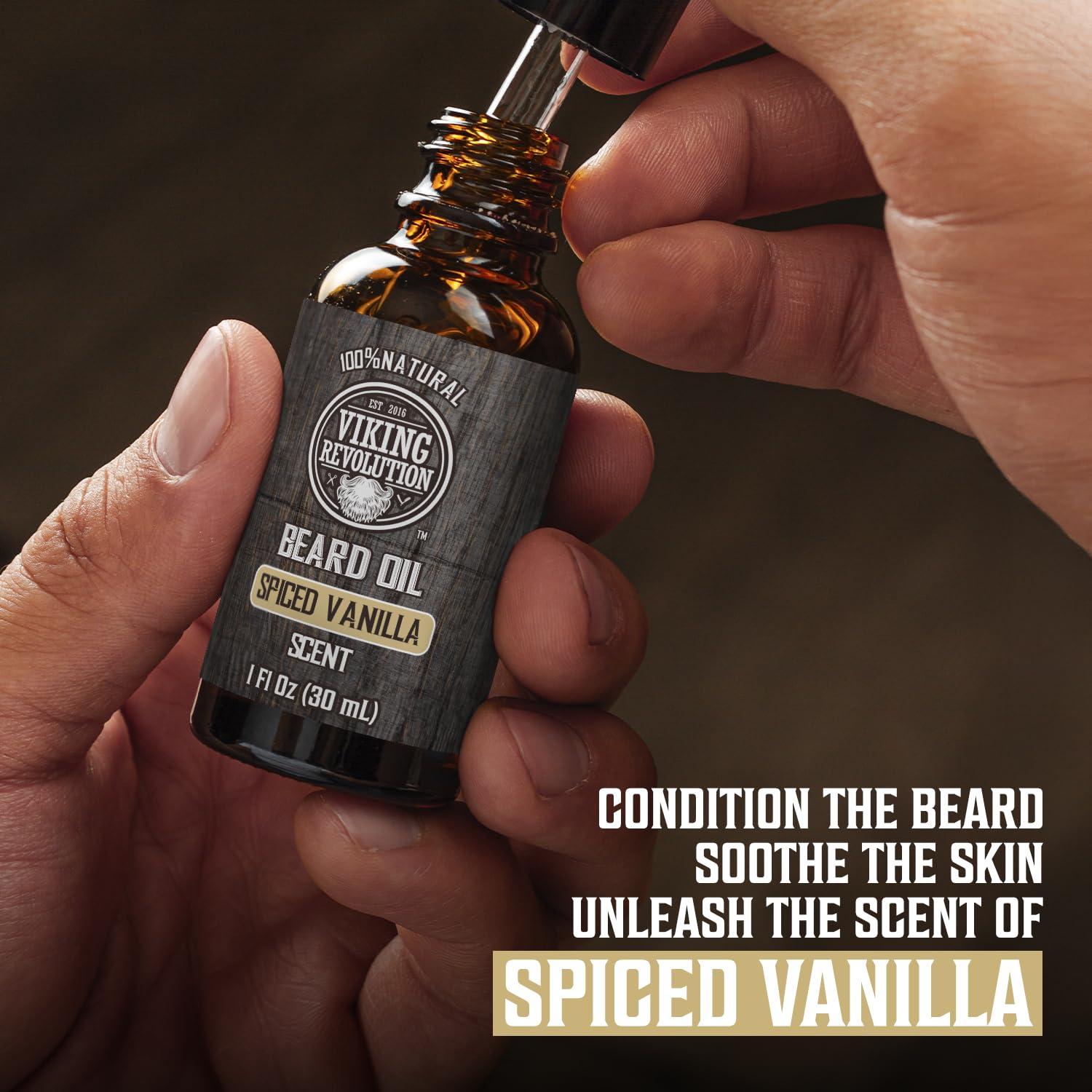 image:imageViking Revolution Majestic Oud Beard Oil for Men Natural Mens Beard Oil with Argan Oil and Jojoba Oil Beard Softener Strengthens and Moisturizes Beard Conditioner for Men Majestic Oud1 PackSpiced Vanilla