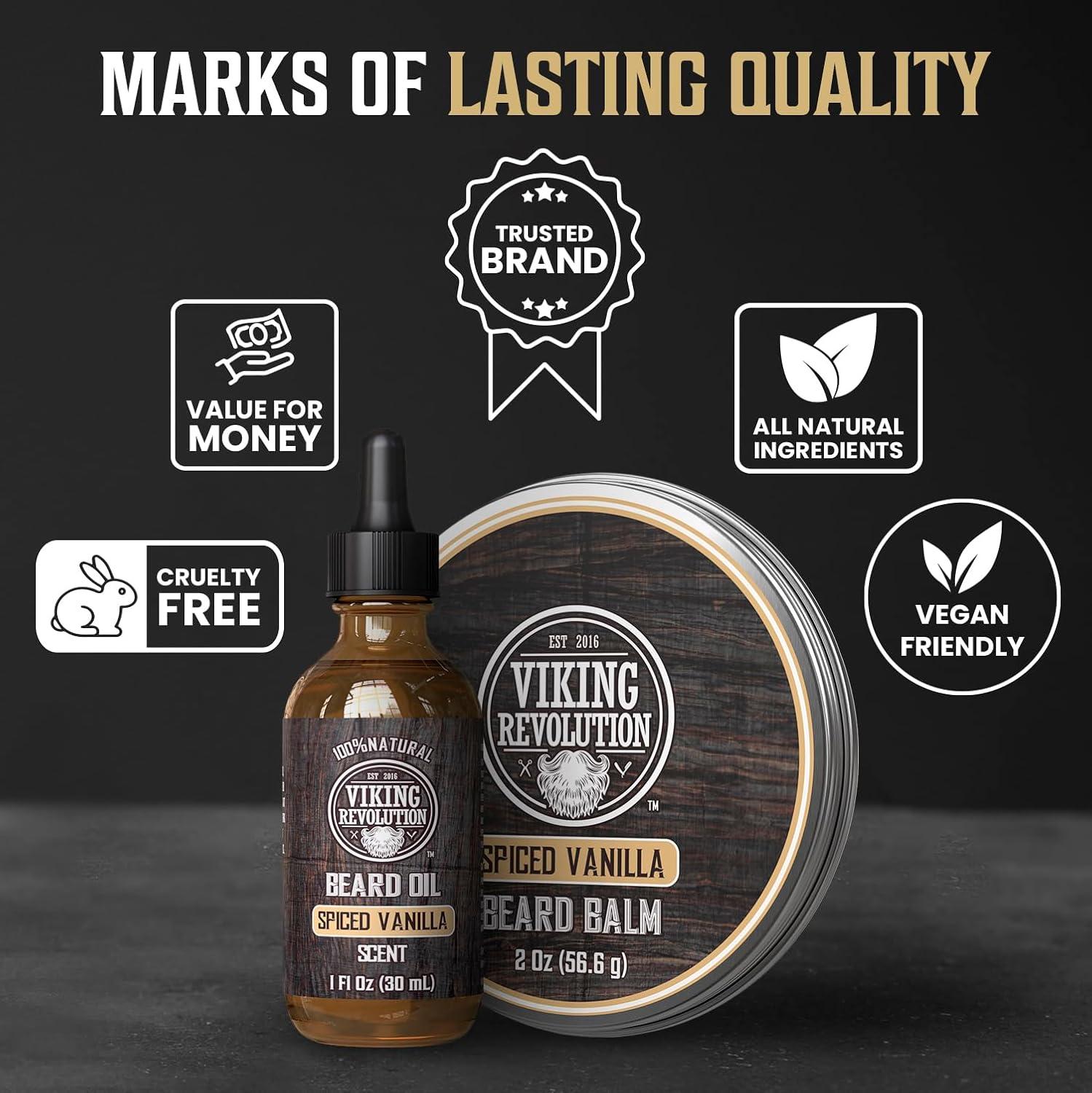 image:imageViking Revolution Majestic Oud Beard Oil for Men Natural Mens Beard Oil with Argan Oil and Jojoba Oil Beard Softener Strengthens and Moisturizes Beard Conditioner for Men Majestic Oud1 PackSpiced Vanilla