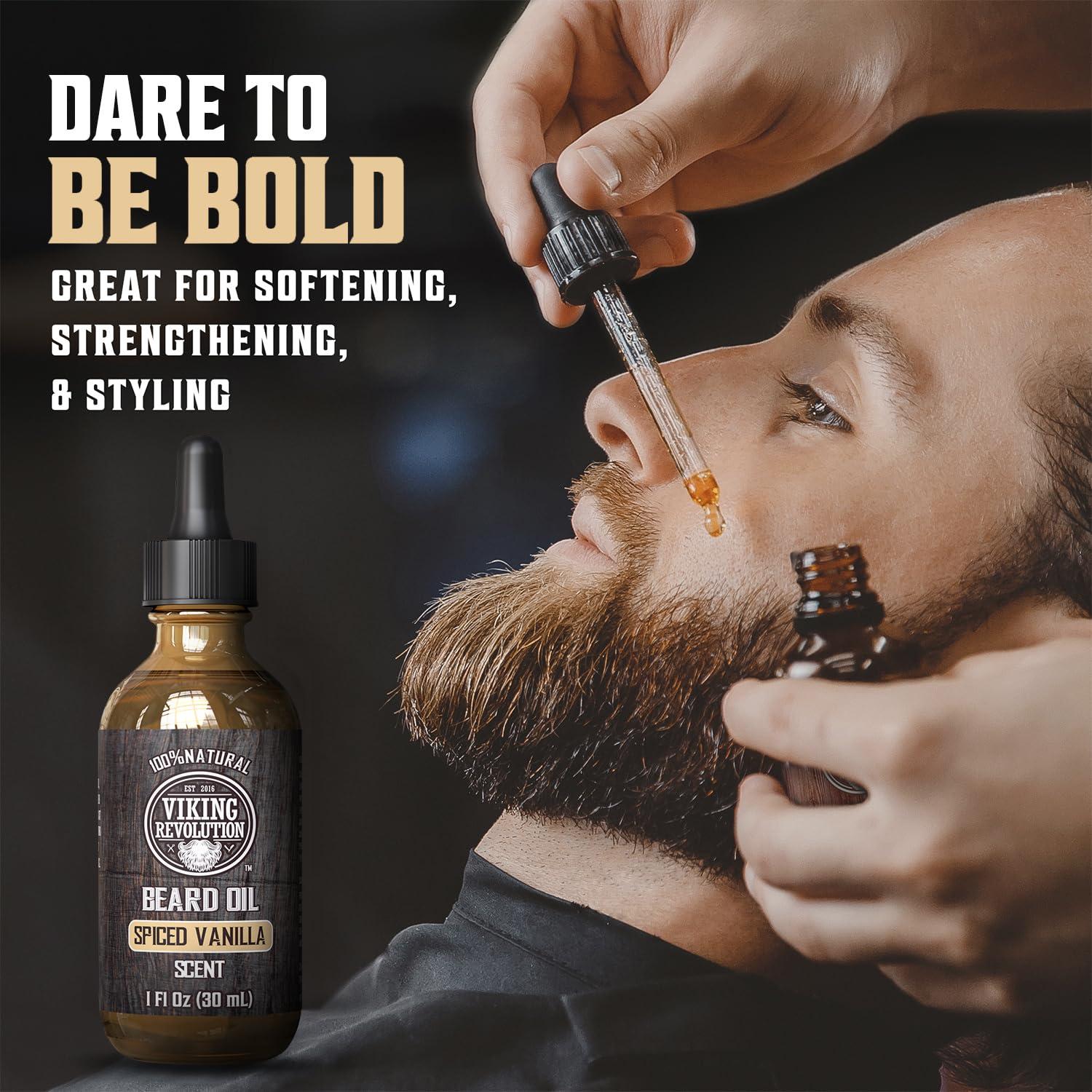 image:imageViking Revolution Majestic Oud Beard Oil for Men Natural Mens Beard Oil with Argan Oil and Jojoba Oil Beard Softener Strengthens and Moisturizes Beard Conditioner for Men Majestic Oud1 PackSpiced Vanilla