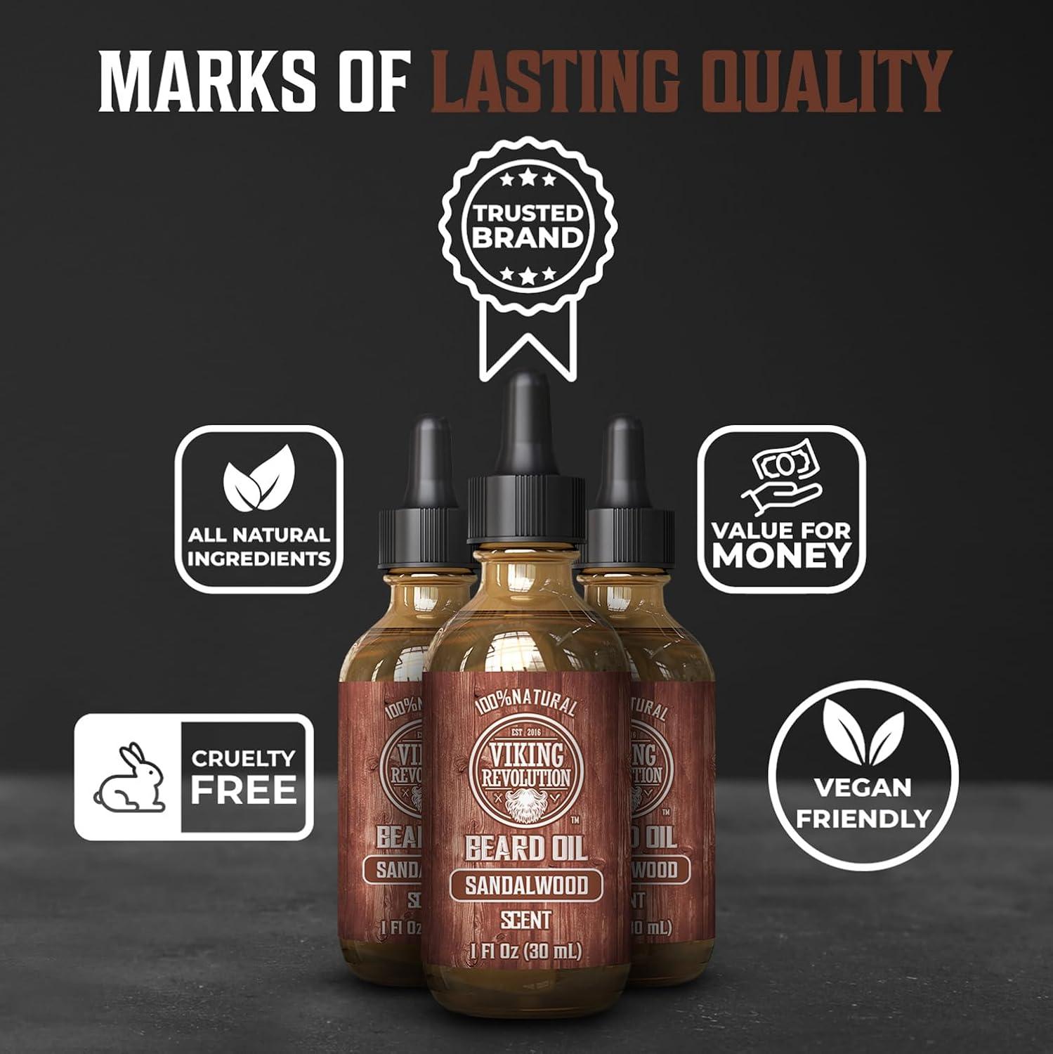 image:imageViking Revolution Majestic Oud Beard Oil for Men Natural Mens Beard Oil with Argan Oil and Jojoba Oil Beard Softener Strengthens and Moisturizes Beard Conditioner for Men Majestic Oud1 PackSandalwood
