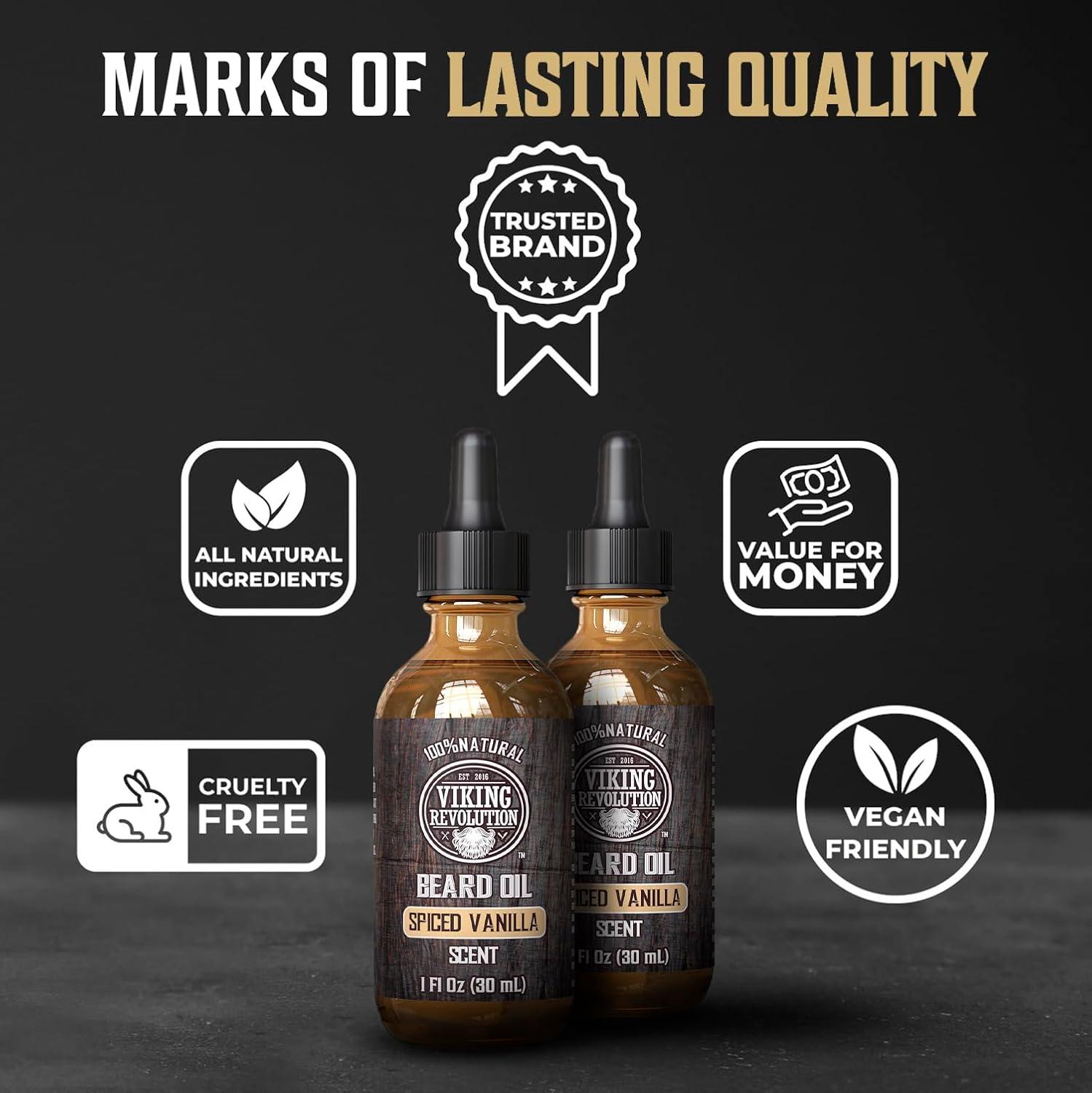 image:imageViking Revolution Majestic Oud Beard Oil for Men Natural Mens Beard Oil with Argan Oil and Jojoba Oil Beard Softener Strengthens and Moisturizes Beard Conditioner for Men Majestic Oud1 PackSpiced Vanilla