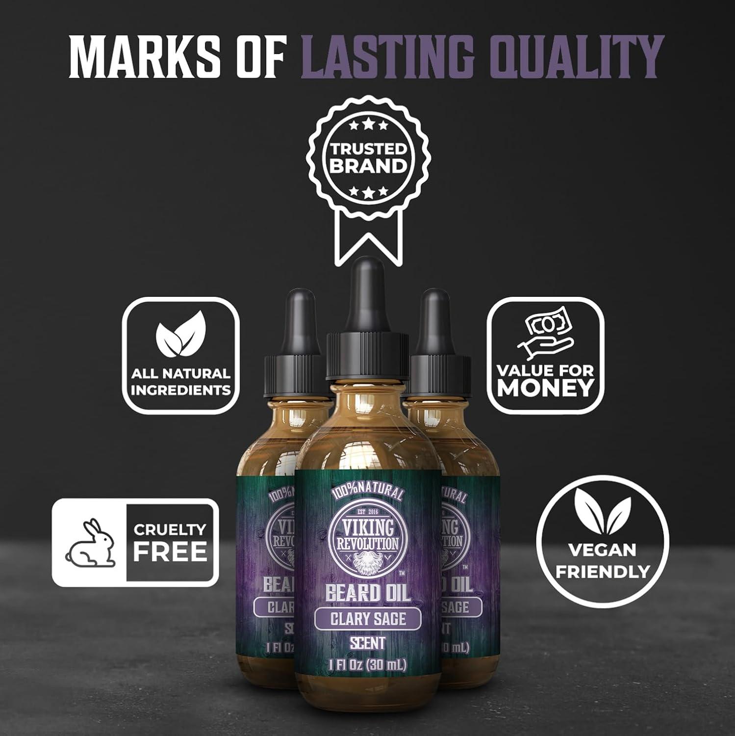 image:imageViking Revolution Majestic Oud Beard Oil for Men Natural Mens Beard Oil with Argan Oil and Jojoba Oil Beard Softener Strengthens and Moisturizes Beard Conditioner for Men Majestic Oud1 PackClary Sage