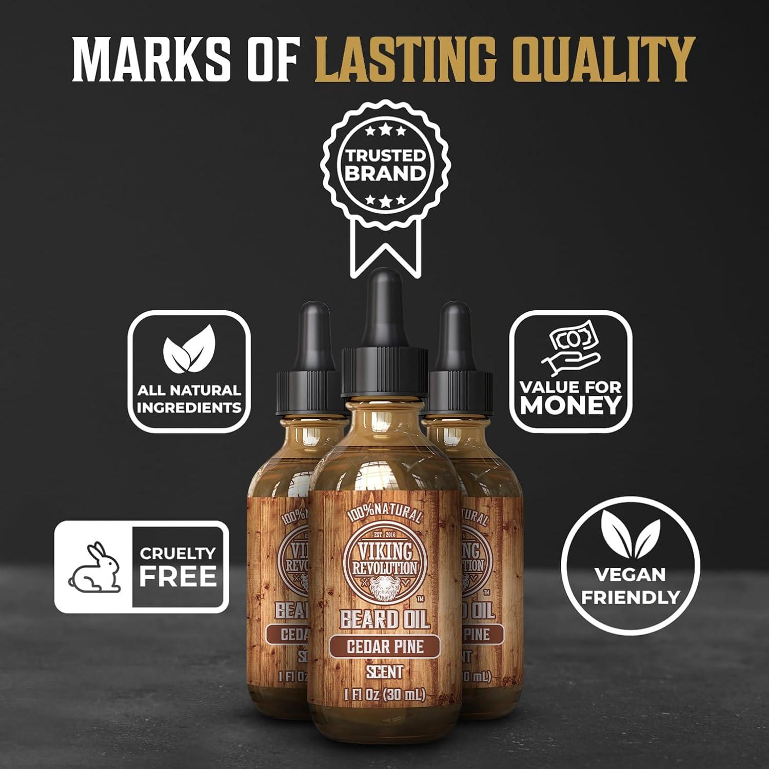 image:imageViking Revolution Majestic Oud Beard Oil for Men Natural Mens Beard Oil with Argan Oil and Jojoba Oil Beard Softener Strengthens and Moisturizes Beard Conditioner for Men Majestic Oud1 PackCedar Pine
