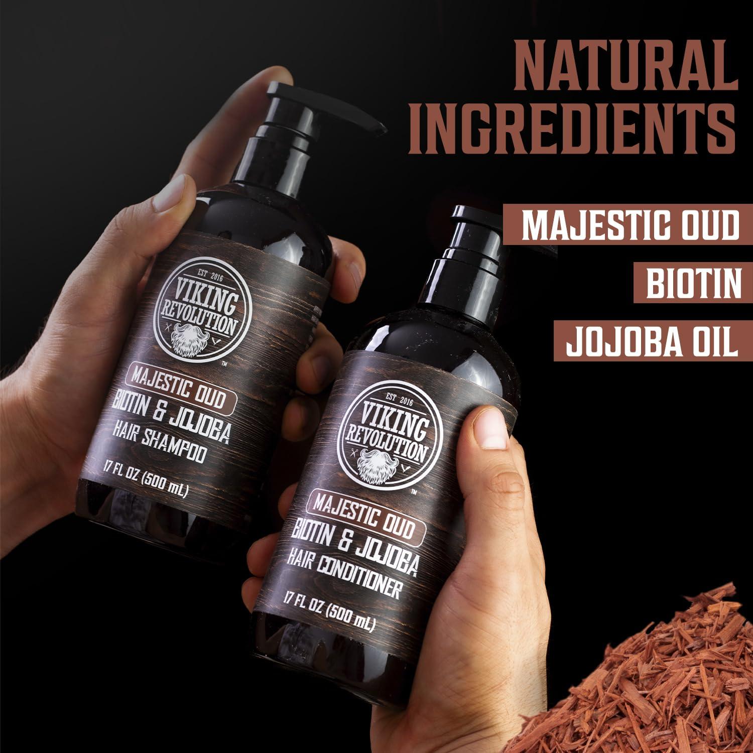 image:imageViking Revolution Majestic Oud Mens Shampoo and Conditioner Set with Biotin and Jojoba Oil Natural Hair Shampoo and Hair Conditioner for Men with Vitamin B5 Mens Shampoo for Thinning Hair 17OzMajestic Oud Shampoo and Conditioner Set