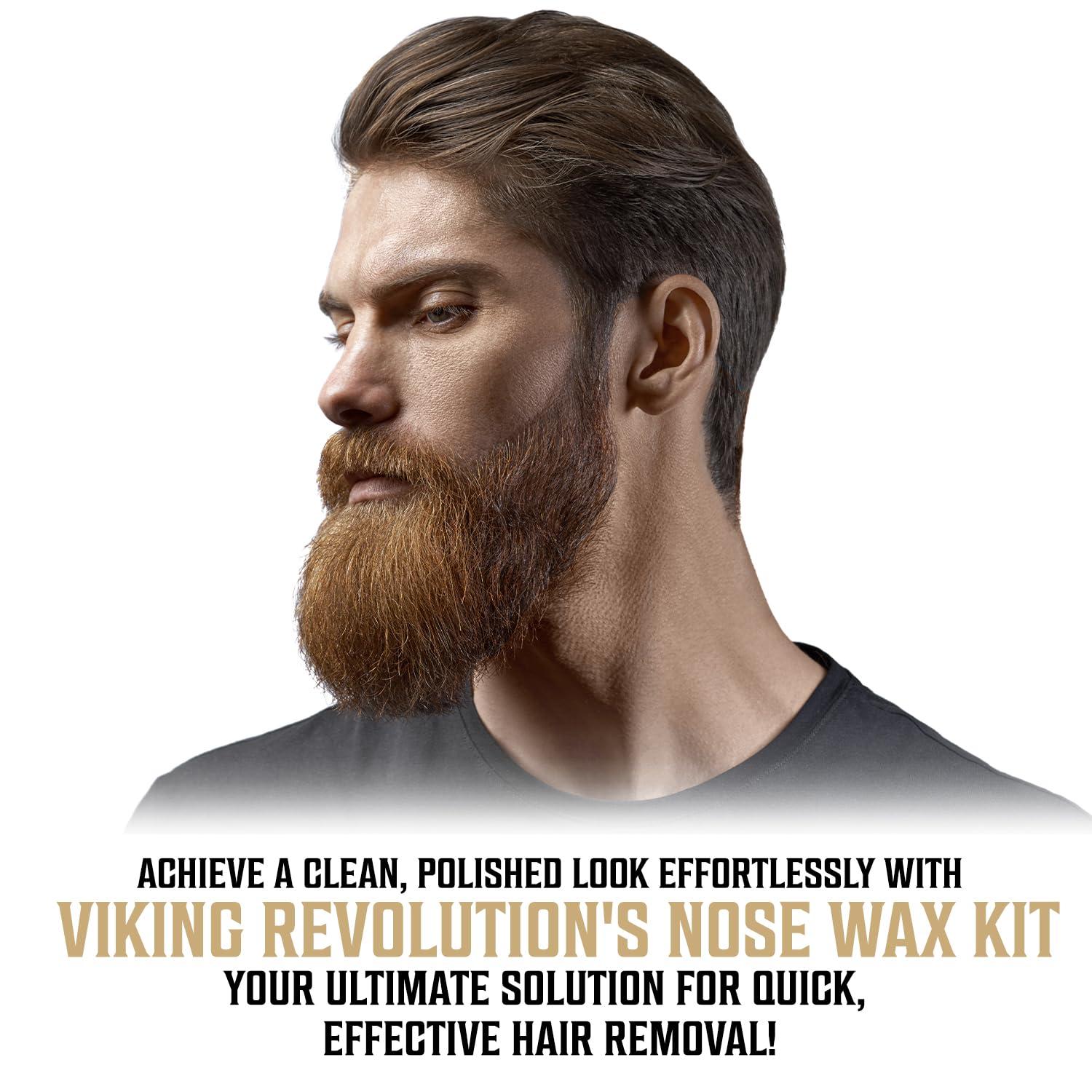 image:imageViking Revolution Nose Hair Waxing Kit for Men Quick Kit Men with 24 Wax Sticks Nose Hair Wax Kit Includes Mustache Sticker Guard and PostWax Calming Wipes with Aloe Vera 35 oz007 Ounce Pack of 49