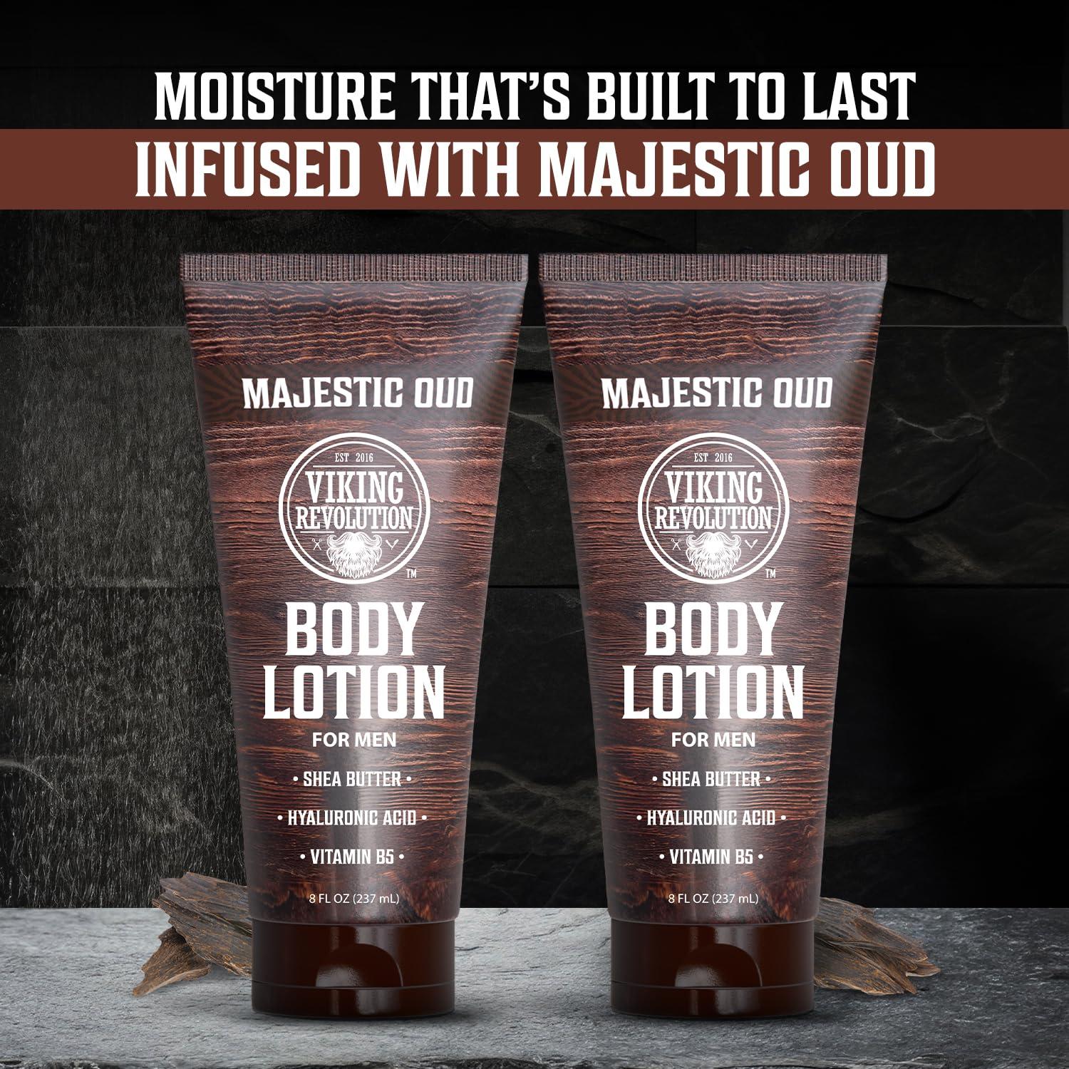 image:imageViking Revolution Sandalwood Body Lotion for Men Mens Lotion for Dry Skin with Shea Butter Hyaluronic Acid and Vitamin B5 Nourishing Mens Body Lotion for Hydrated and Smooth Skin 8oz 1 PackMajestic Oud