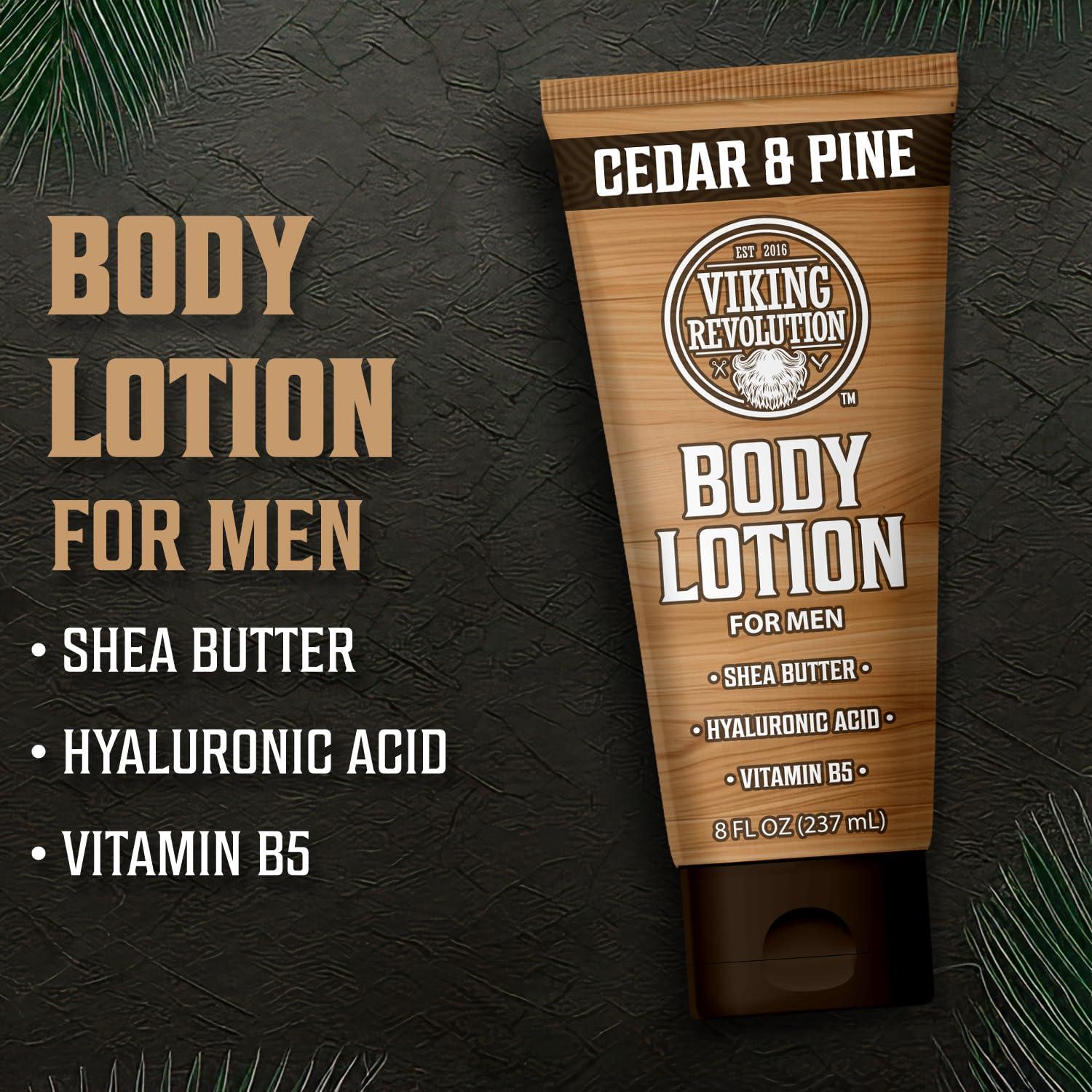 image:imageViking Revolution Sandalwood Body Lotion for Men Mens Lotion for Dry Skin with Shea Butter Hyaluronic Acid and Vitamin B5 Nourishing Mens Body Lotion for Hydrated and Smooth Skin 8oz 1 PackCedar Pine