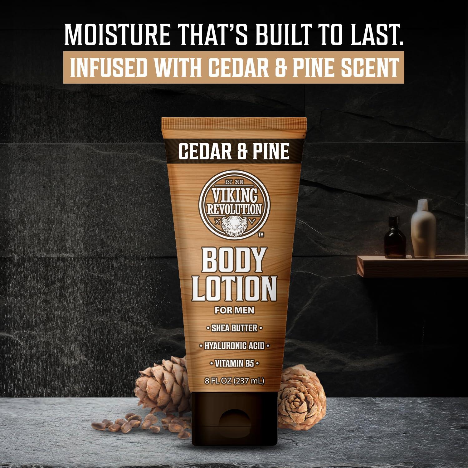image:imageViking Revolution Sandalwood Body Lotion for Men Mens Lotion for Dry Skin with Shea Butter Hyaluronic Acid and Vitamin B5 Nourishing Mens Body Lotion for Hydrated and Smooth Skin 8oz 1 PackCedar Pine
