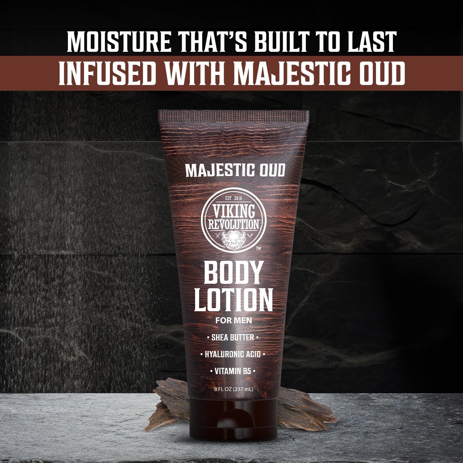 image:imageViking Revolution Sandalwood Body Lotion for Men Mens Lotion for Dry Skin with Shea Butter Hyaluronic Acid and Vitamin B5 Nourishing Mens Body Lotion for Hydrated and Smooth Skin 8oz 1 PackMajestic Oud