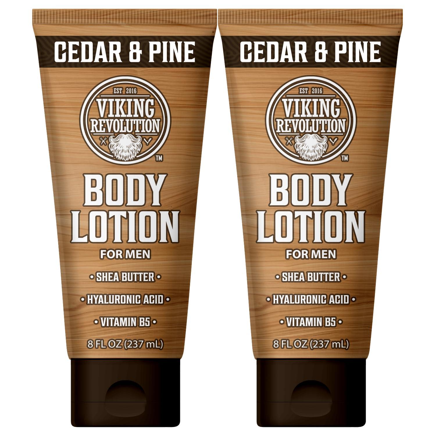 image:imageViking Revolution Sandalwood Body Lotion for Men Mens Lotion for Dry Skin with Shea Butter Hyaluronic Acid and Vitamin B5 Nourishing Mens Body Lotion for Hydrated and Smooth Skin 8oz 1 PackCedar Pine