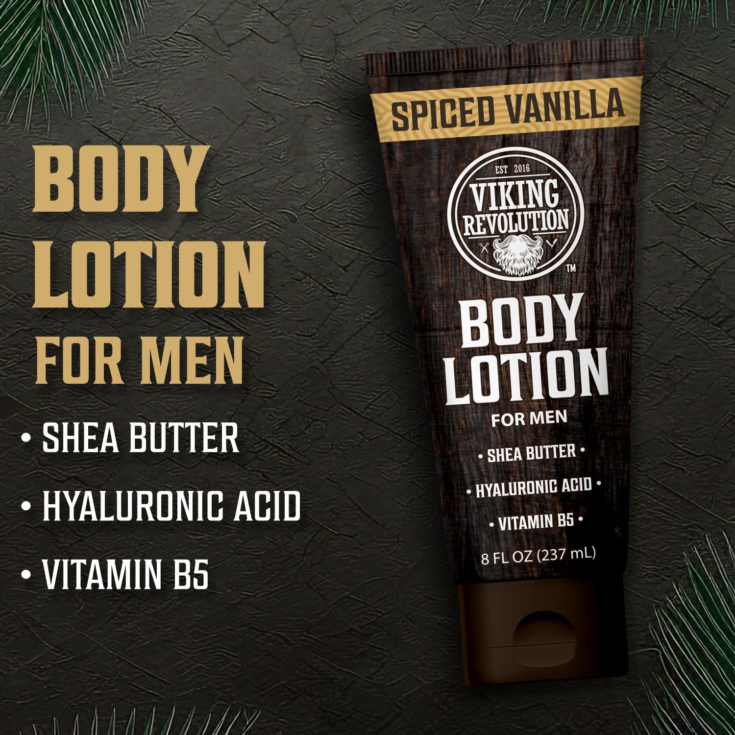 image:imageViking Revolution Sandalwood Body Lotion for Men Mens Lotion for Dry Skin with Shea Butter Hyaluronic Acid and Vitamin B5 Nourishing Mens Body Lotion for Hydrated and Smooth Skin 8oz 1 PackSpiced Vanilla