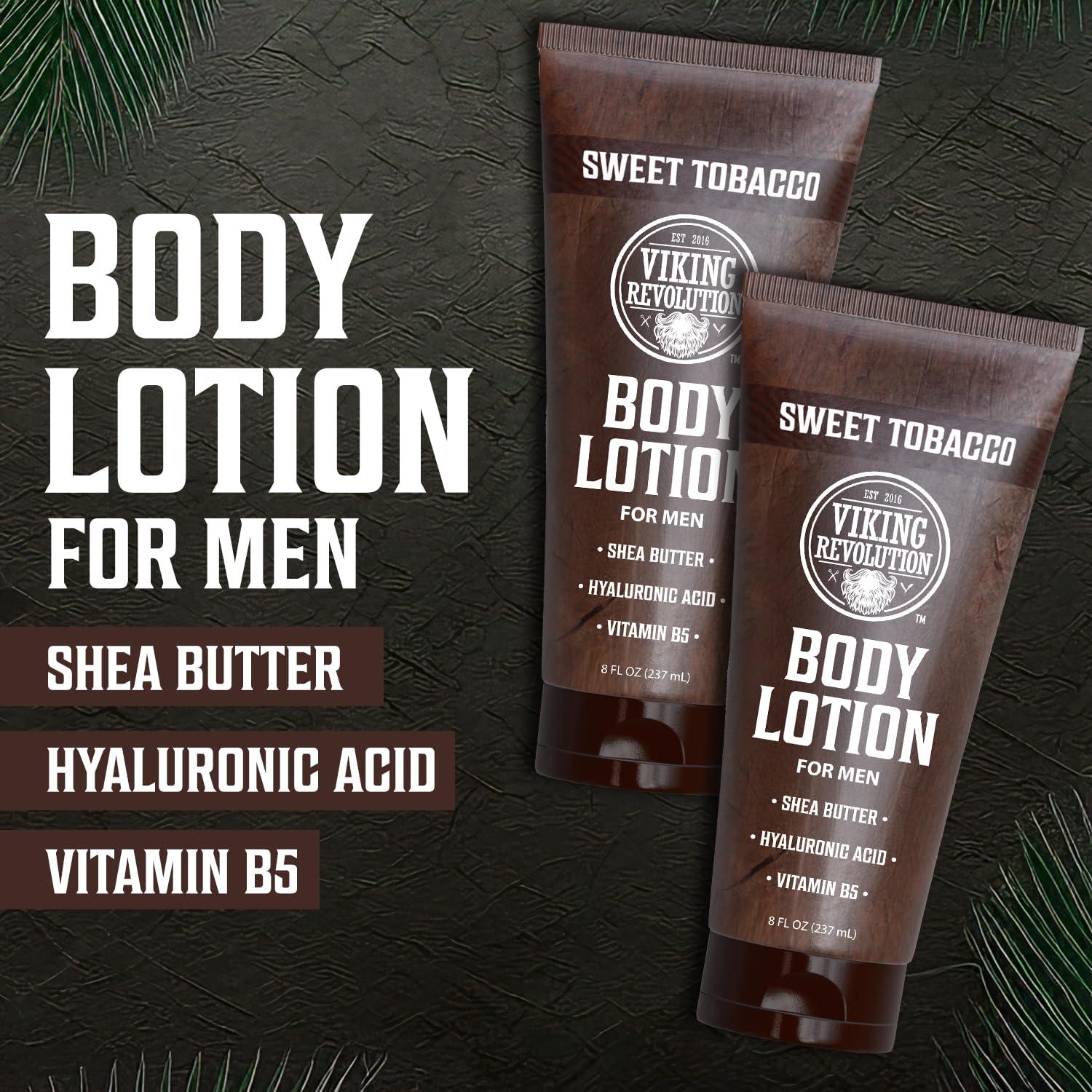 image:imageViking Revolution Sandalwood Body Lotion for Men Mens Lotion for Dry Skin with Shea Butter Hyaluronic Acid and Vitamin B5 Nourishing Mens Body Lotion for Hydrated and Smooth Skin 8oz 1 PackSweet Tobacco
