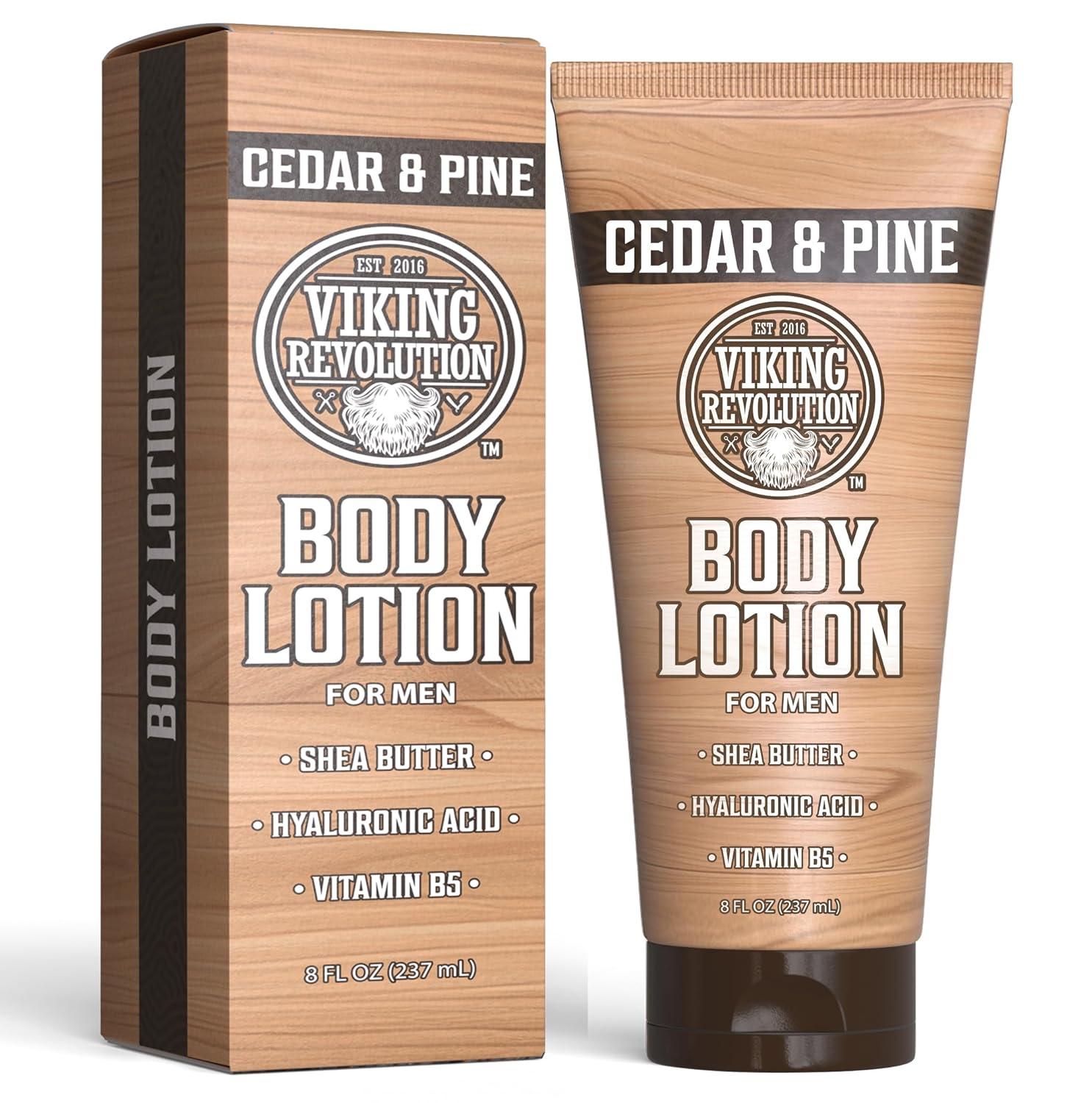 image:imageViking Revolution Sandalwood Body Lotion for Men Mens Lotion for Dry Skin with Shea Butter Hyaluronic Acid and Vitamin B5 Nourishing Mens Body Lotion for Hydrated and Smooth Skin 8oz 1 PackCedar Pine