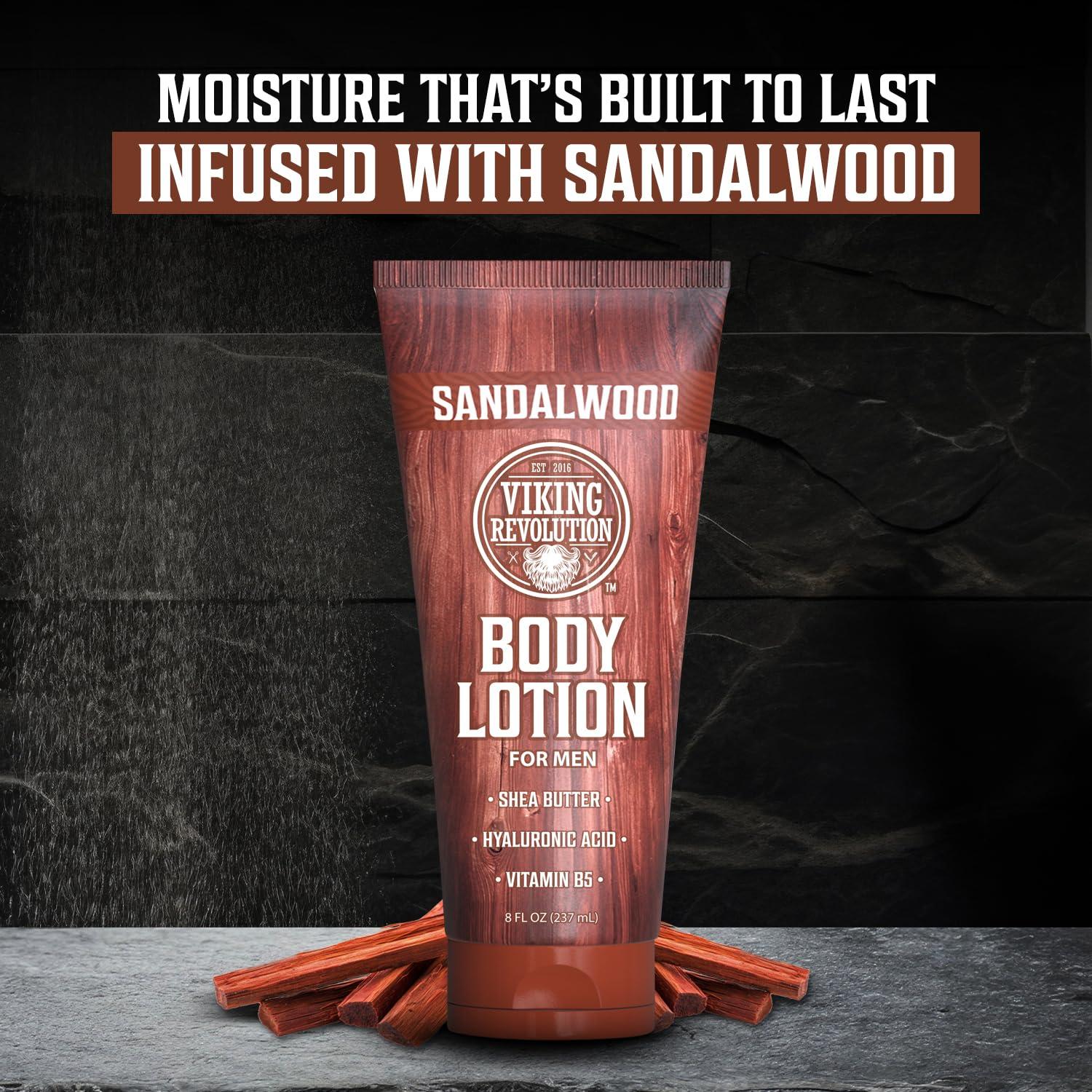 image:imageViking Revolution Sandalwood Body Lotion for Men Mens Lotion for Dry Skin with Shea Butter Hyaluronic Acid and Vitamin B5 Nourishing Mens Body Lotion for Hydrated and Smooth Skin 8oz 1 PackSandalwood