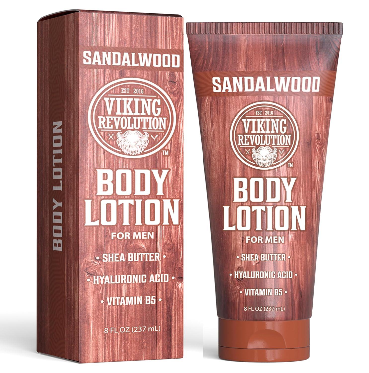 image:imageViking Revolution Sandalwood Body Lotion for Men Mens Lotion for Dry Skin with Shea Butter Hyaluronic Acid and Vitamin B5 Nourishing Mens Body Lotion for Hydrated and Smooth Skin 8oz 1 PackSandalwood