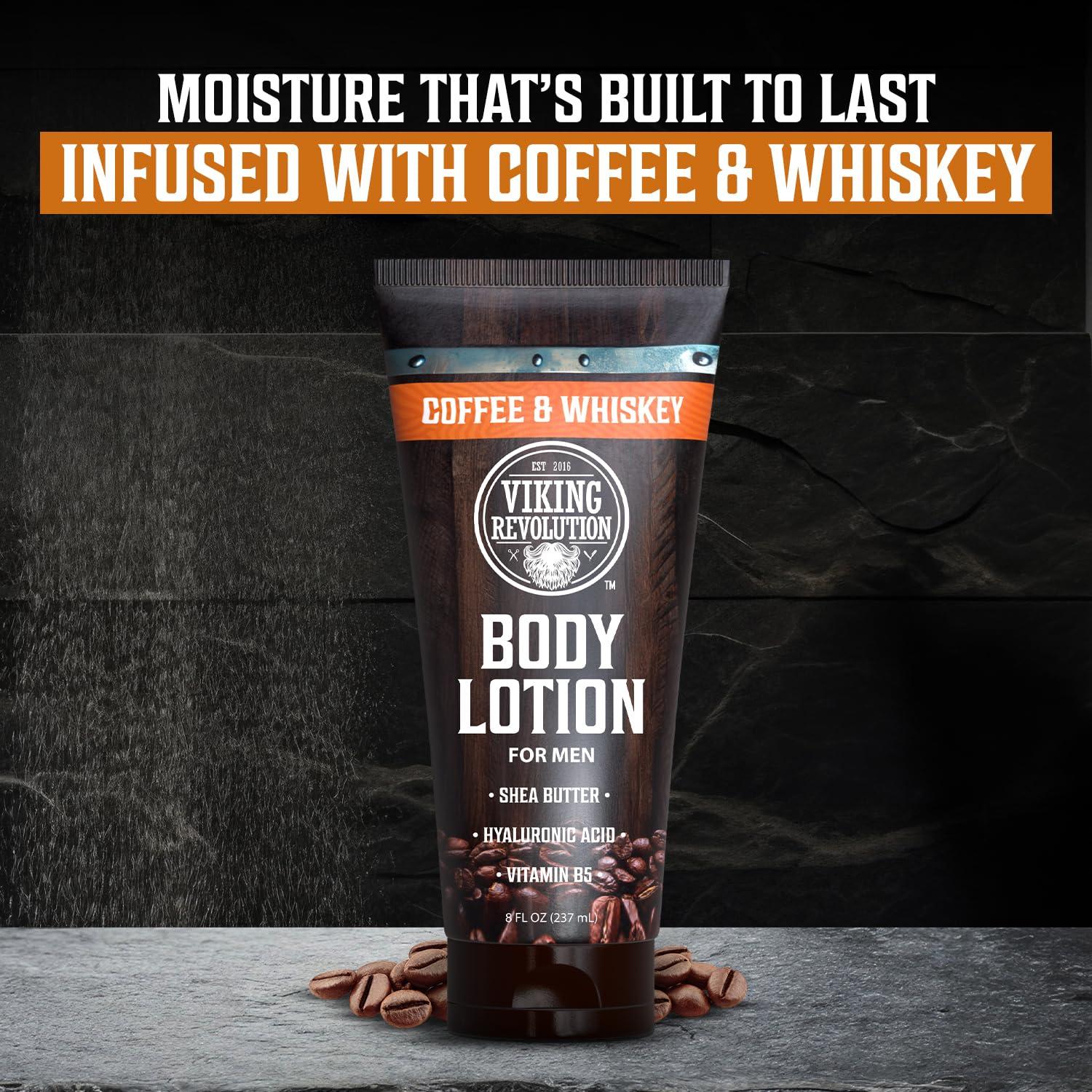 image:imageViking Revolution Sandalwood Body Lotion for Men Mens Lotion for Dry Skin with Shea Butter Hyaluronic Acid and Vitamin B5 Nourishing Mens Body Lotion for Hydrated and Smooth Skin 8oz 1 PackCoffee Whiskey