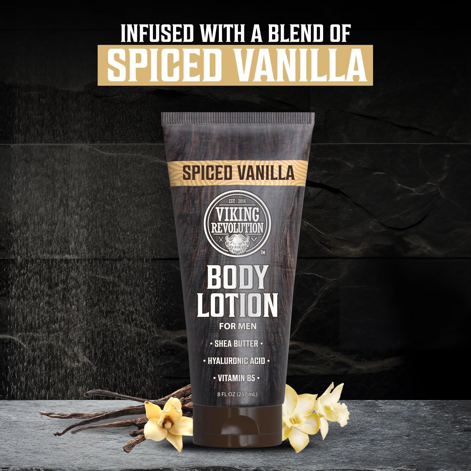 image:imageViking Revolution Sandalwood Body Lotion for Men Mens Lotion for Dry Skin with Shea Butter Hyaluronic Acid and Vitamin B5 Nourishing Mens Body Lotion for Hydrated and Smooth Skin 8oz 1 PackSpiced Vanilla