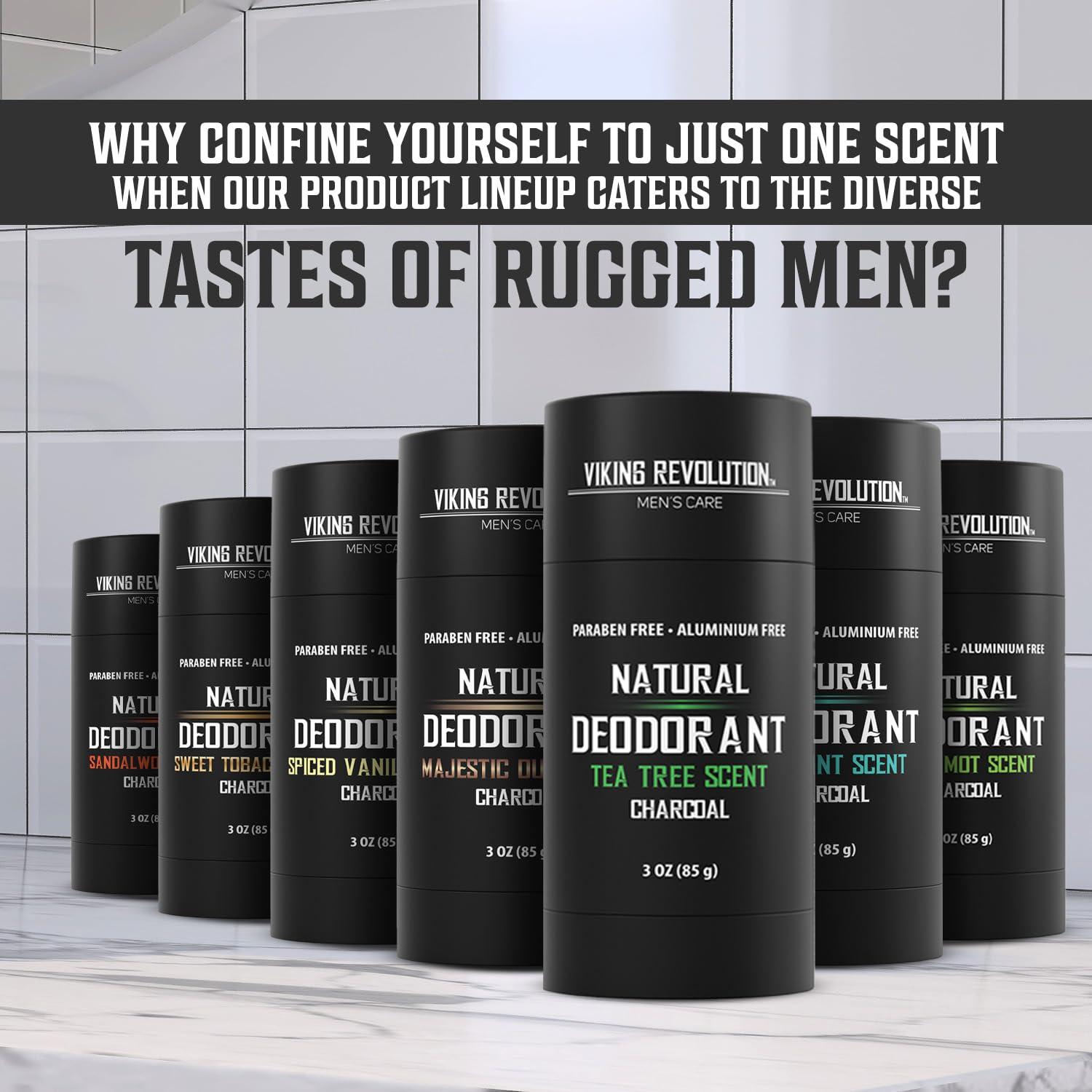 image:imageViking Revolution Tea Tree Deodorant for Men Natural Deodorant for Men Charcoal Deodorant Men with Shea Butter Coconut Oil Baking Soda Beeswax Mens Deodorant Aluminum Free 3oz