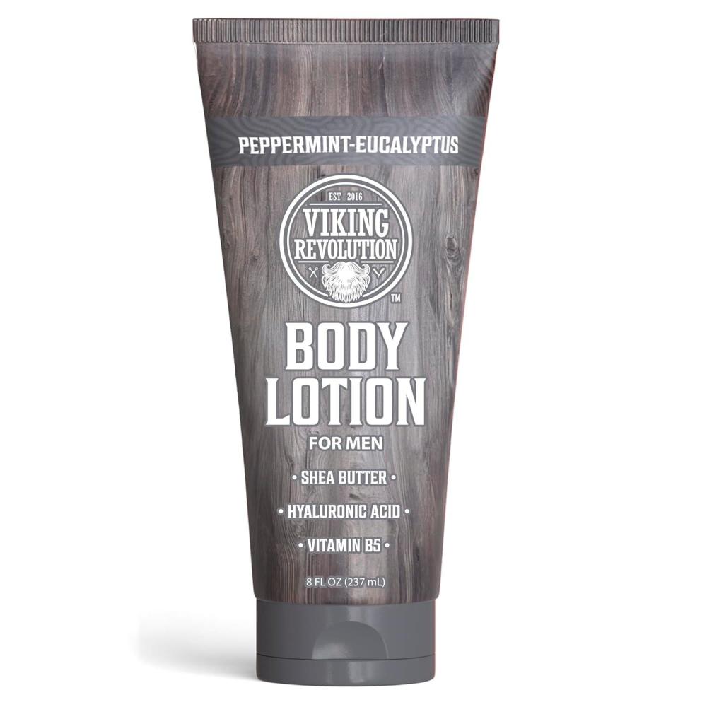 image:imageViking Revolution Sandalwood Body Lotion for Men Mens Lotion for Dry Skin with Shea Butter Hyaluronic Acid and Vitamin B5 Nourishing Mens Body Lotion for Hydrated and Smooth Skin 8oz 1 PackPeppermint Eucalyptus