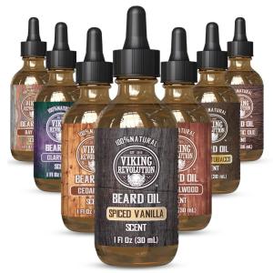 Viking Revolution Majestic Oud Beard Oil for Men – Natural Mens Beard Oil with Argan Oil and Jojoba Oil – Beard Softener, Strengthens and Moisturizes – Beard Conditioner for Men (Majestic Oud,1 Pack)(Spiced Vanilla)