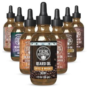 Viking Revolution Majestic Oud Beard Oil for Men – Natural Mens Beard Oil with Argan Oil and Jojoba Oil – Beard Softener, Strengthens and Moisturizes – Beard Conditioner for Men (Majestic Oud,1 Pack)(Coffee Whiskey)