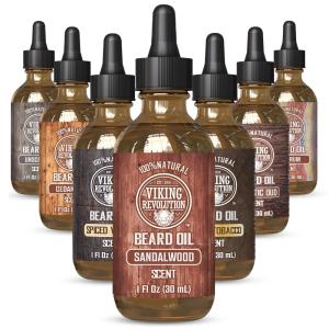 Viking Revolution Majestic Oud Beard Oil for Men – Natural Mens Beard Oil with Argan Oil and Jojoba Oil – Beard Softener, Strengthens and Moisturizes – Beard Conditioner for Men (Majestic Oud,1 Pack)(Sandalwood)