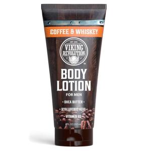 Viking Revolution Sandalwood Body Lotion for Men – Mens Lotion for Dry Skin with Shea Butter, Hyaluronic Acid and Vitamin B5 – Nourishing Mens Body Lotion for Hydrated and Smooth Skin (8oz, 1 Pack)(Coffee & Whiskey)