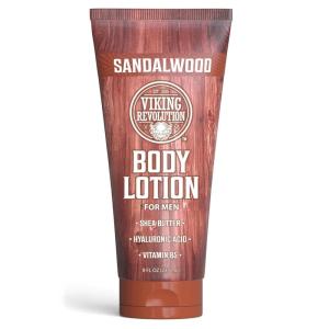 Viking Revolution Sandalwood Body Lotion for Men – Mens Lotion for Dry Skin with Shea Butter, Hyaluronic Acid and Vitamin B5 – Nourishing Mens Body Lotion for Hydrated and Smooth Skin (8oz, 1 Pack)(Sandalwood)