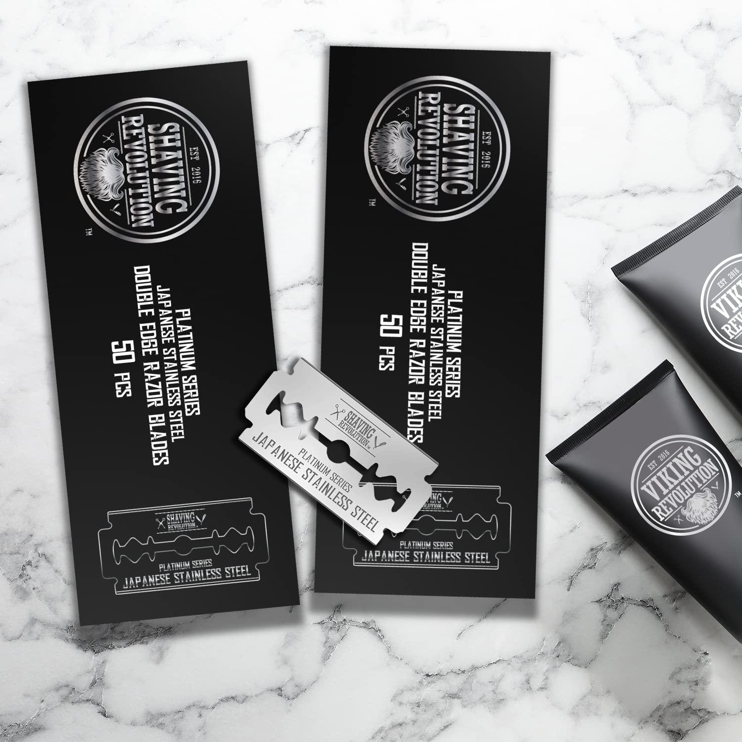 image:imageSHAVING REVOLUTION 100 Count Mens Safety Double Edge Razor Blades for Shaving Platinum Japanese Stainless Steel Double Razor Shaving Blades for a Smooth Precise and Clean Shave50 Count Pack of 2