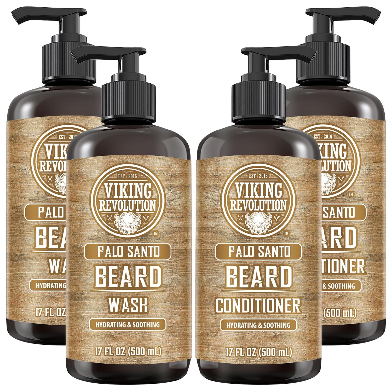 image:imageViking Revolution Beard Wash amp Beard Conditioner Set with Argan amp Jojoba Oils Softens and Strengthens Natural Sandalwood Scent Beard Shampoo with Beard Oil 17 ozPalo Santo