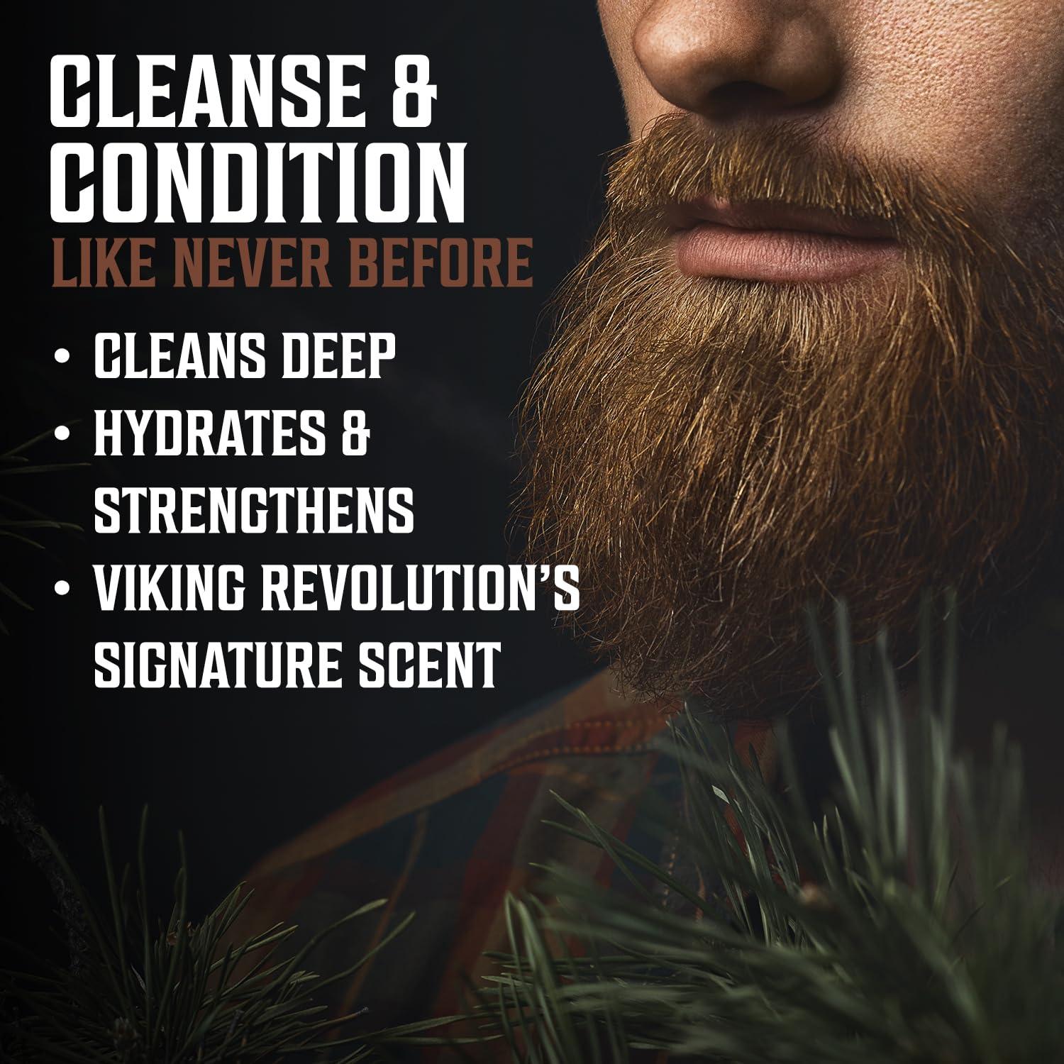 image:imageViking Revolution Beard Wash amp Beard Conditioner Set with Argan amp Jojoba Oils Softens and Strengthens Natural Sandalwood Scent Beard Shampoo with Beard Oil 17 ozSandalwood