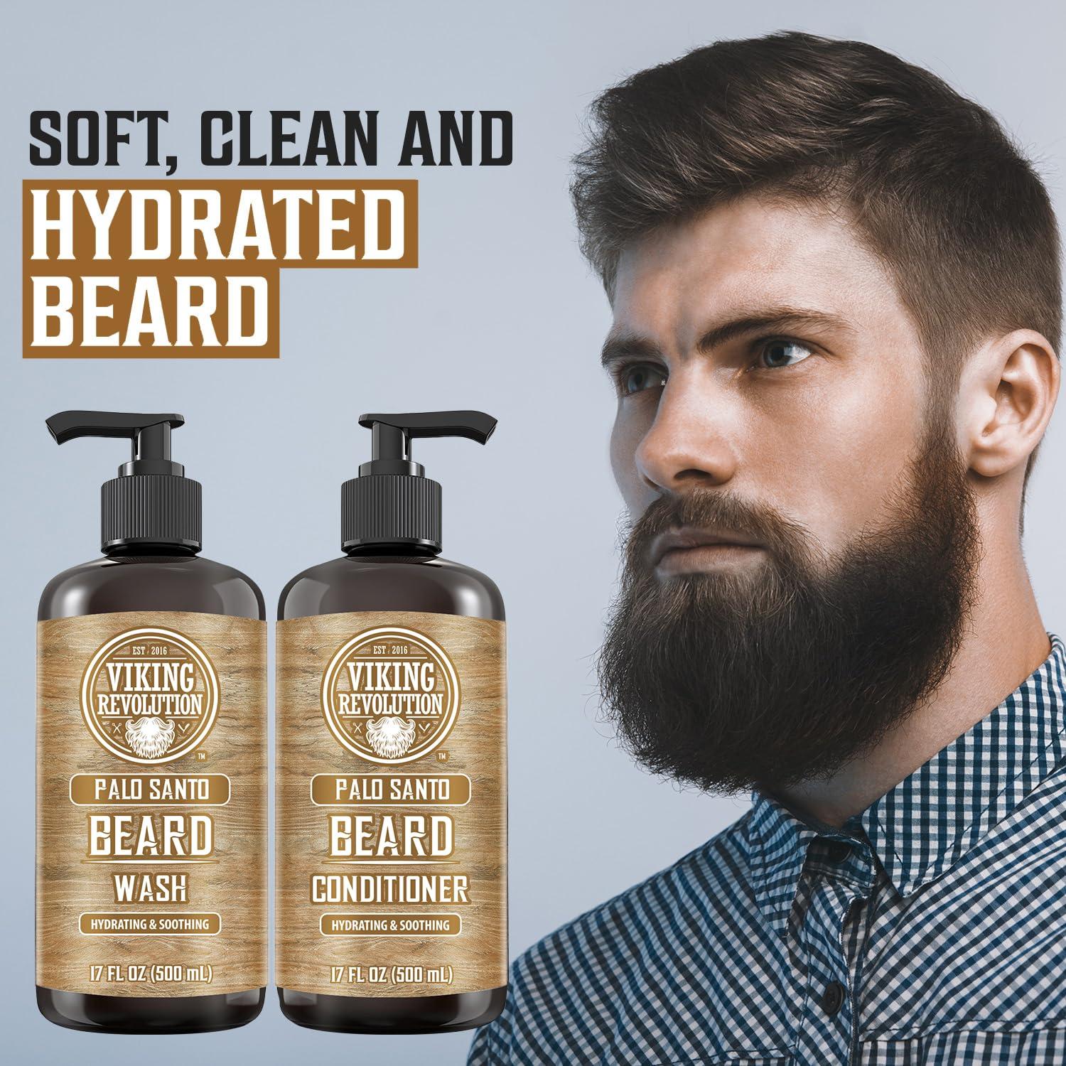 image:imageViking Revolution Beard Wash amp Beard Conditioner Set with Argan amp Jojoba Oils Softens and Strengthens Natural Sandalwood Scent Beard Shampoo with Beard Oil 17 ozPalo Santo