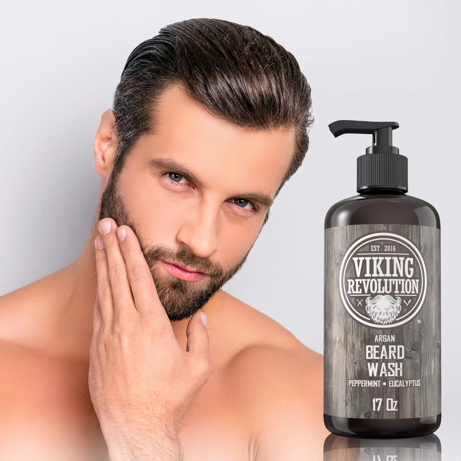 image:imageViking Revolution Beard Wash amp Conditioner Set wArgan amp Jojoba Oils Softens Smooths amp Strengthens Beard Growth Natural Peppermint and Eucalyptus Scent Shampoo 17 ozBeard Wash
