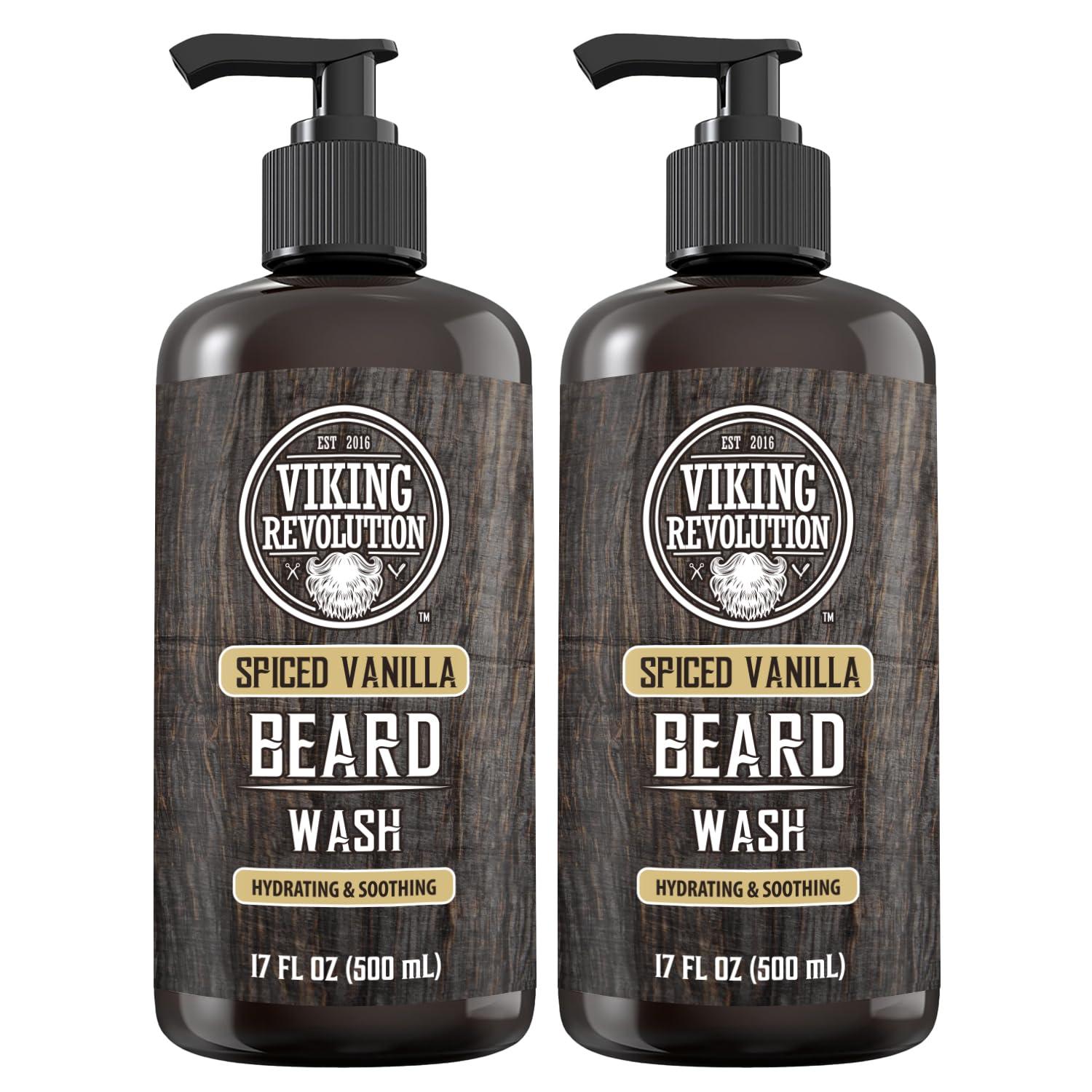 image:imageViking Revolution Beard Wash and Beard Conditioner for Men with Argan Oil and Jojoba Oil Beard Softener and Strengthener Beard Care Beard Shampoo and Conditioner with Beard Oil 17oz Spiced VanillaBeard Wash