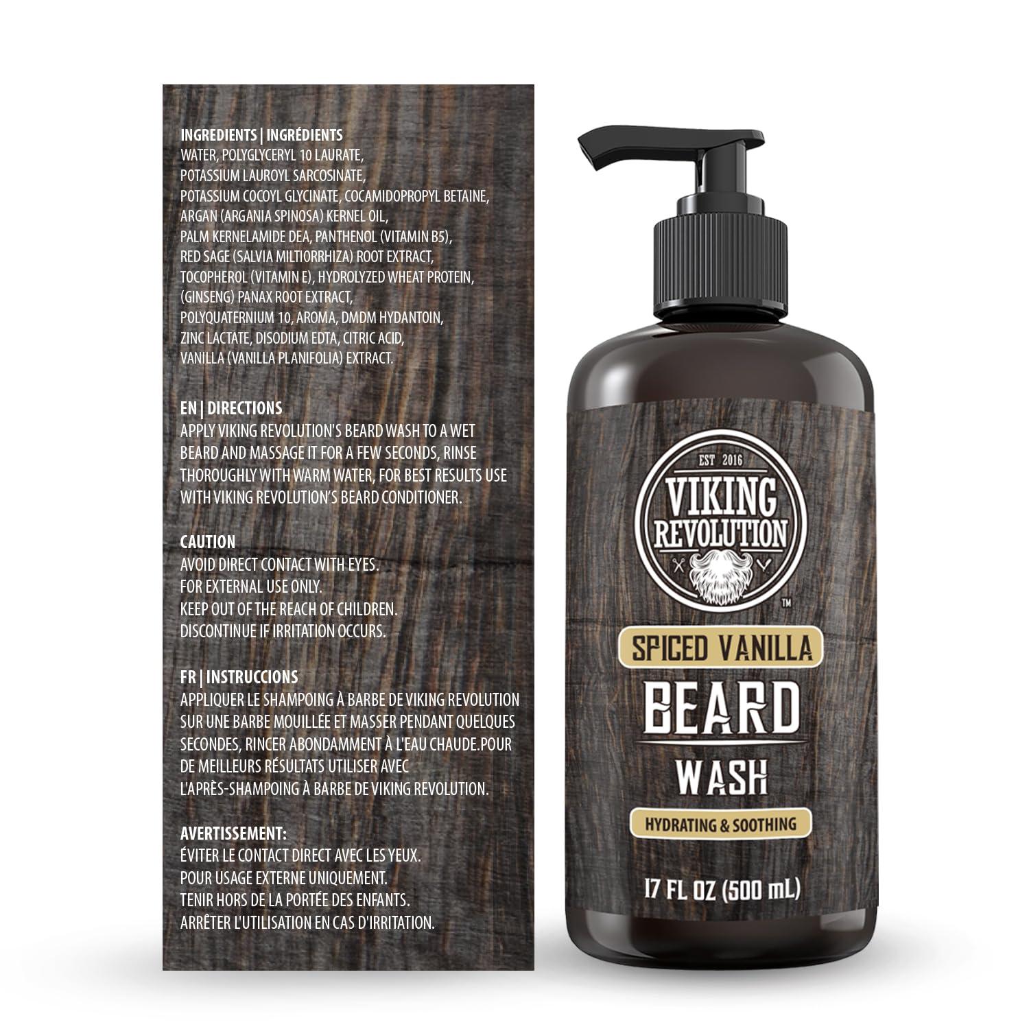 image:imageViking Revolution Beard Wash and Beard Conditioner for Men with Argan Oil and Jojoba Oil Beard Softener and Strengthener Beard Care Beard Shampoo and Conditioner with Beard Oil 17oz Spiced VanillaBeard Wash