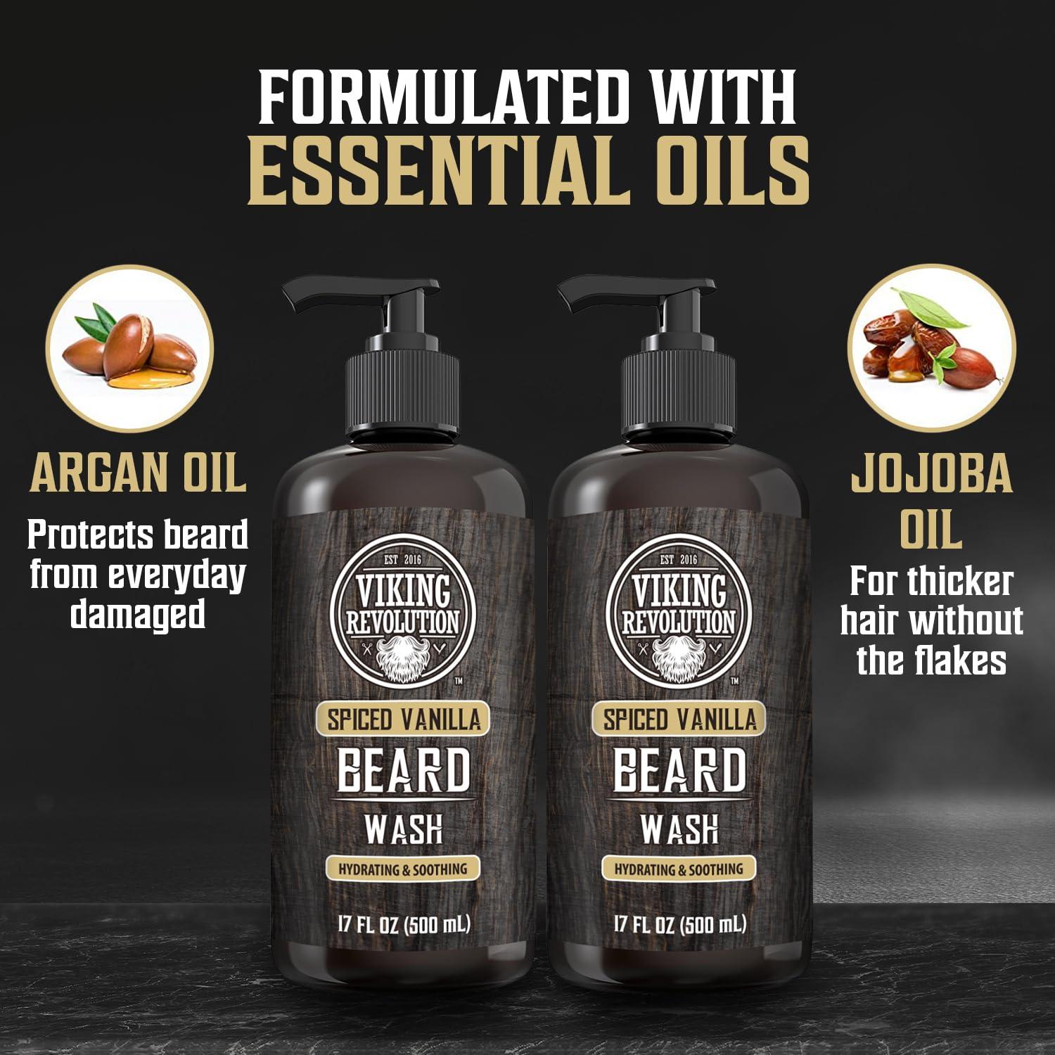 image:imageViking Revolution Beard Wash and Beard Conditioner for Men with Argan Oil and Jojoba Oil Beard Softener and Strengthener Beard Care Beard Shampoo and Conditioner with Beard Oil 17oz Spiced VanillaBeard Wash