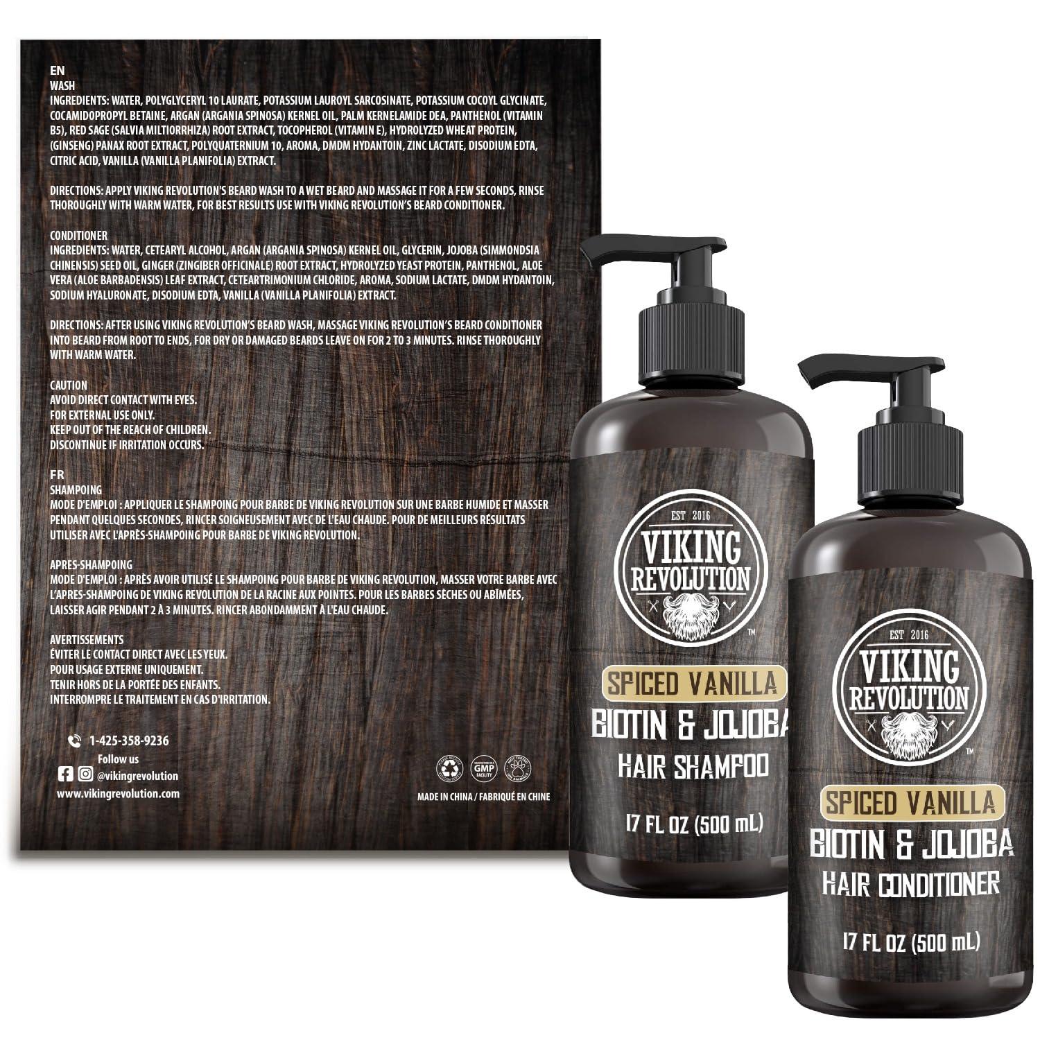 image:imageViking Revolution Beard Wash and Beard Conditioner for Men with Argan Oil and Jojoba Oil Beard Softener and Strengthener Beard Care Beard Shampoo and Conditioner with Beard Oil 17oz Spiced VanillaBeard Wash and Conditioner