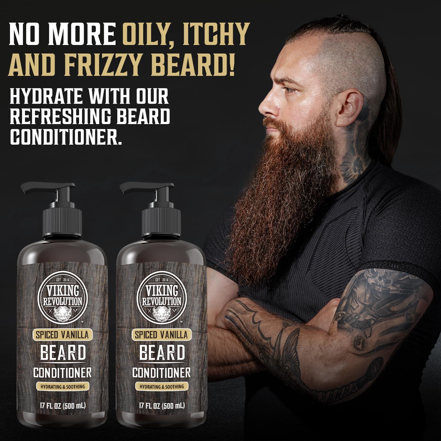 image:imageViking Revolution Beard Wash and Beard Conditioner for Men with Argan Oil and Jojoba Oil Beard Softener and Strengthener Beard Care Beard Shampoo and Conditioner with Beard Oil 17oz Spiced VanillaBeard Conditioner