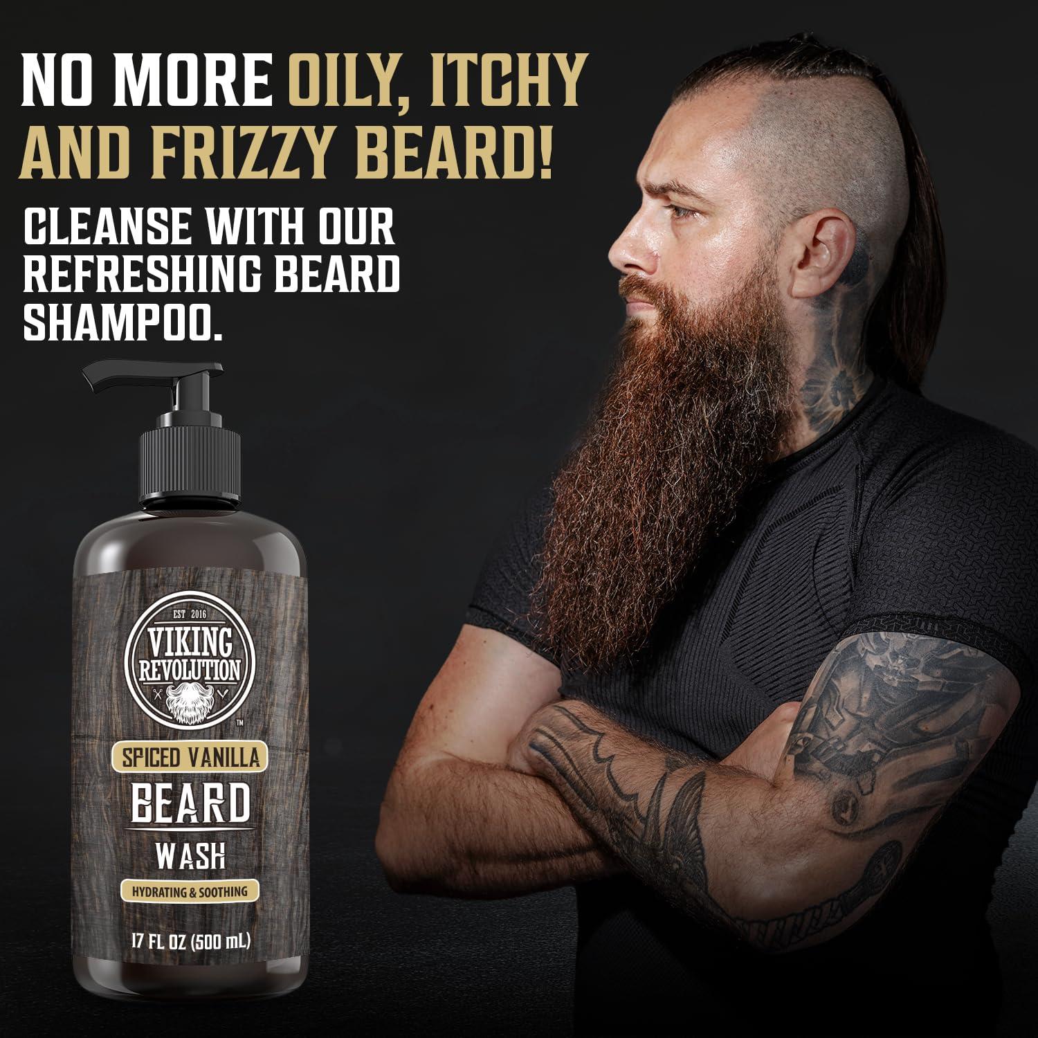 image:imageViking Revolution Beard Wash and Beard Conditioner for Men with Argan Oil and Jojoba Oil Beard Softener and Strengthener Beard Care Beard Shampoo and Conditioner with Beard Oil 17oz Spiced VanillaBeard Wash and Conditioner