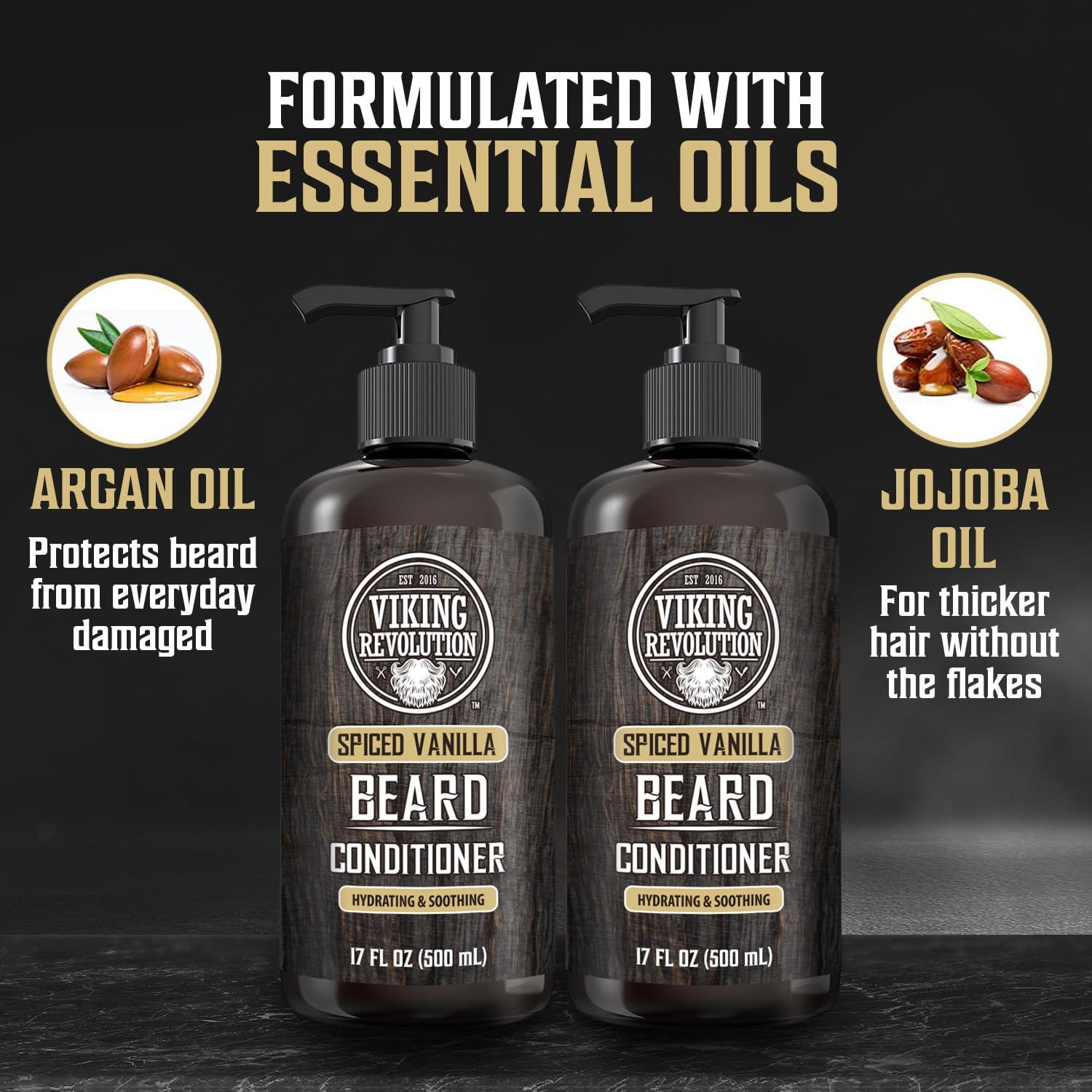 image:imageViking Revolution Beard Wash and Beard Conditioner for Men with Argan Oil and Jojoba Oil Beard Softener and Strengthener Beard Care Beard Shampoo and Conditioner with Beard Oil 17oz Spiced VanillaBeard Conditioner