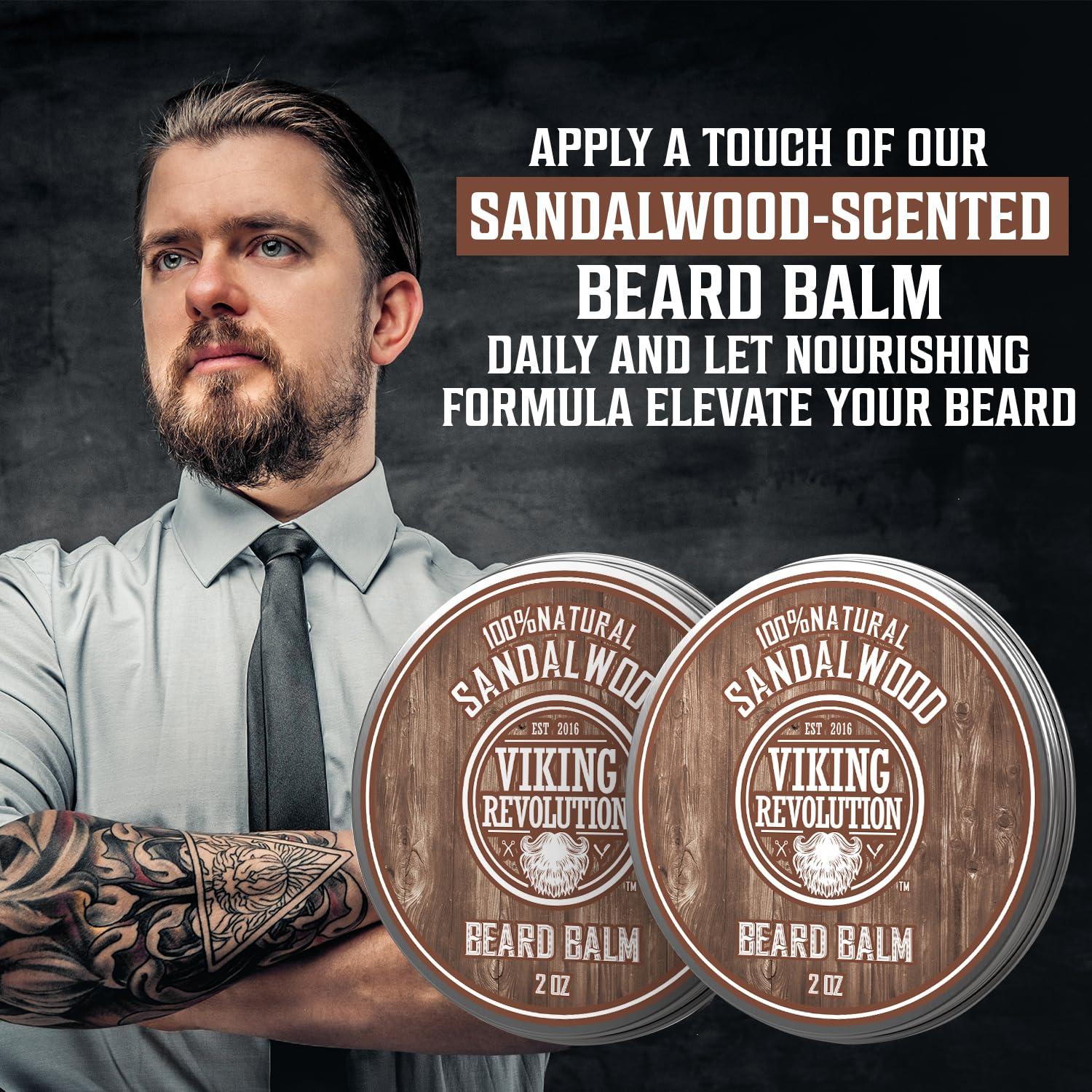 image:imageViking Revolution Sandalwood Beard Balm Beard Butter with Argan Oil Beard Softener for Men with Jojoba Oil Beard Moisturizer for Men with Beeswax Beard Wax for Men 2oz 1 Pack2 Ounce Pack of 2