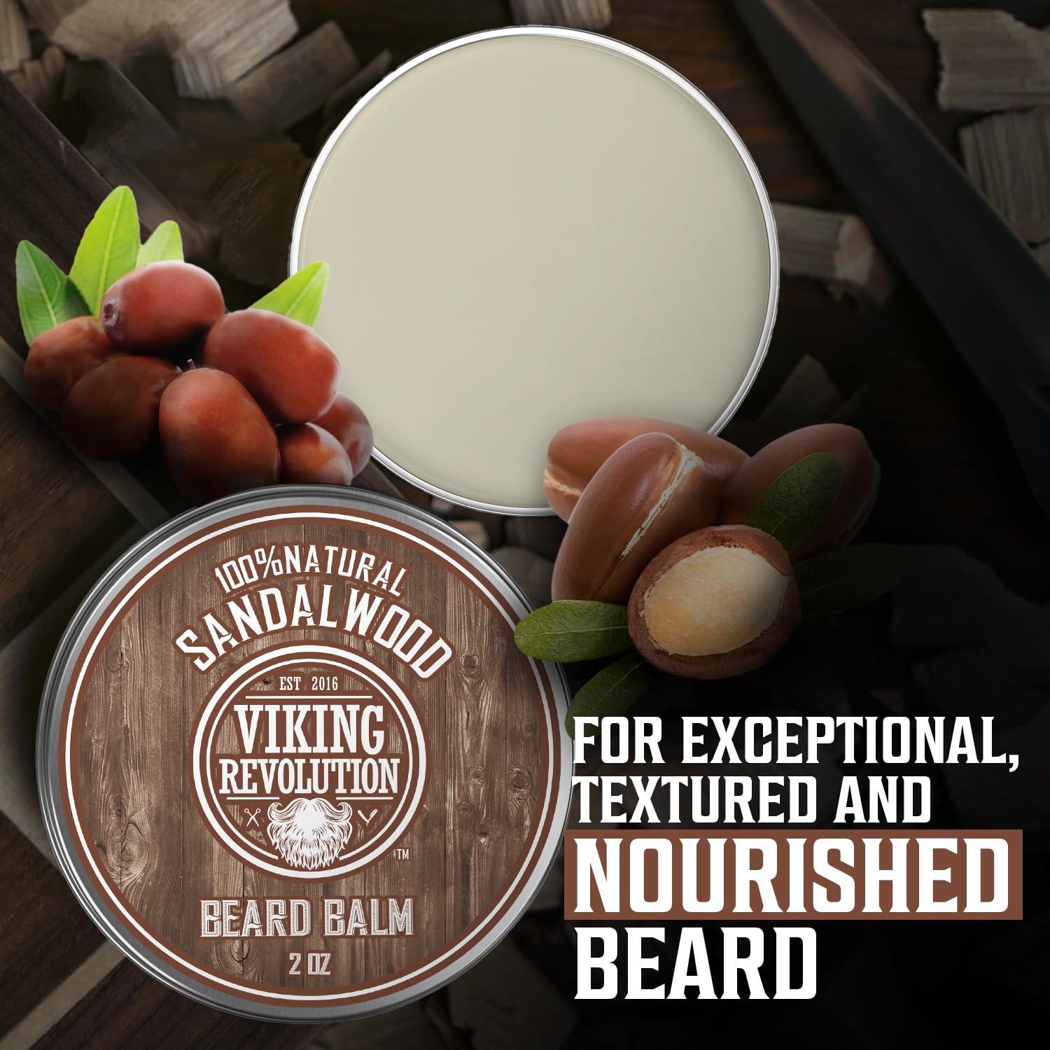 image:imageViking Revolution Sandalwood Beard Balm Beard Butter with Argan Oil Beard Softener for Men with Jojoba Oil Beard Moisturizer for Men with Beeswax Beard Wax for Men 2oz 1 Pack2 Ounce Pack of 2