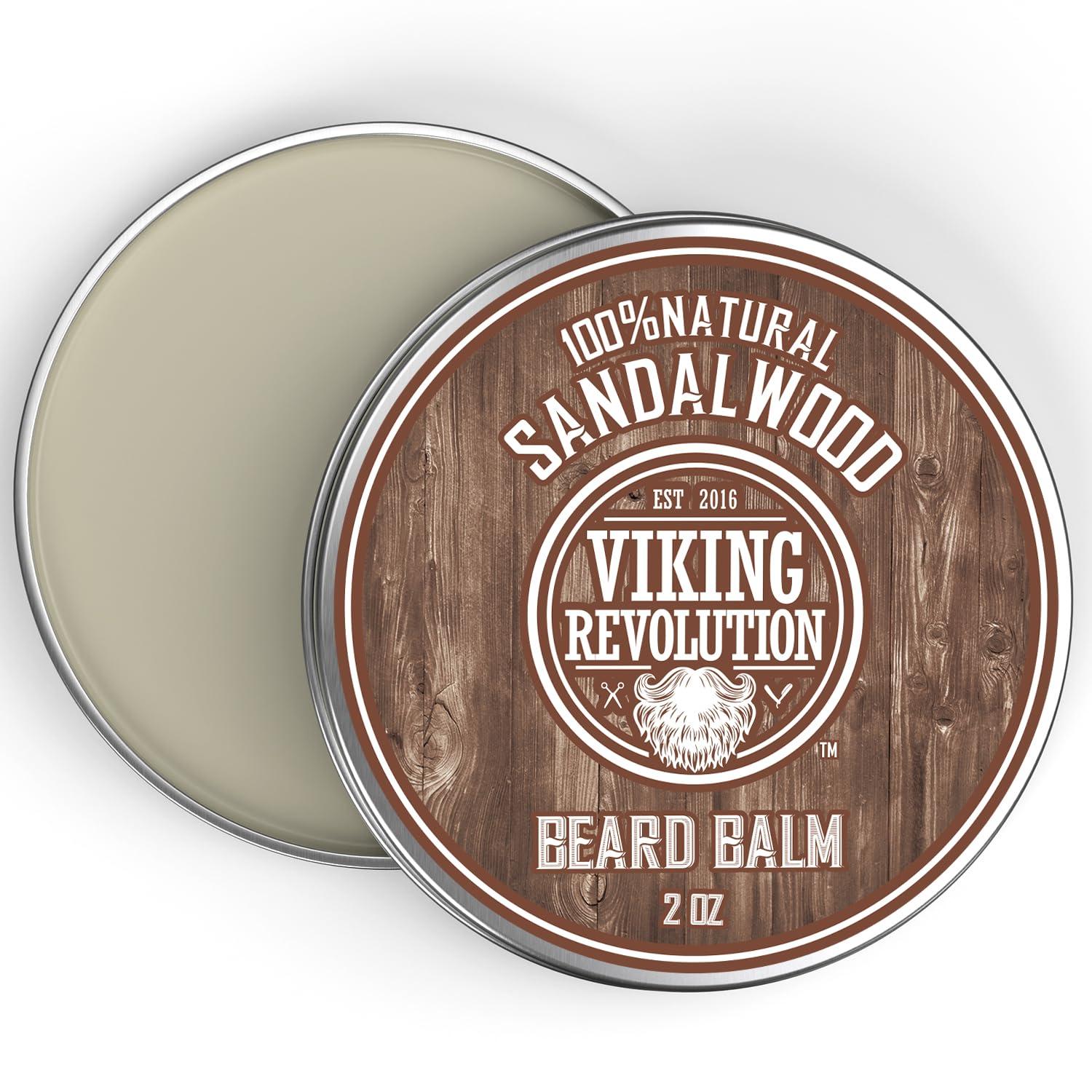 image:imageViking Revolution Sandalwood Beard Balm Beard Butter with Argan Oil Beard Softener for Men with Jojoba Oil Beard Moisturizer for Men with Beeswax Beard Wax for Men 2oz 1 Pack2 Ounce Pack of 1
