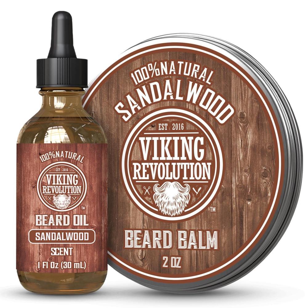 image:imageViking Revolution Sandalwood Beard Balm Beard Butter with Argan Oil Beard Softener for Men with Jojoba Oil Beard Moisturizer for Men with Beeswax Beard Wax for Men 2oz 1 Pack2 Ounce 1 Fl Oz Pack of 2