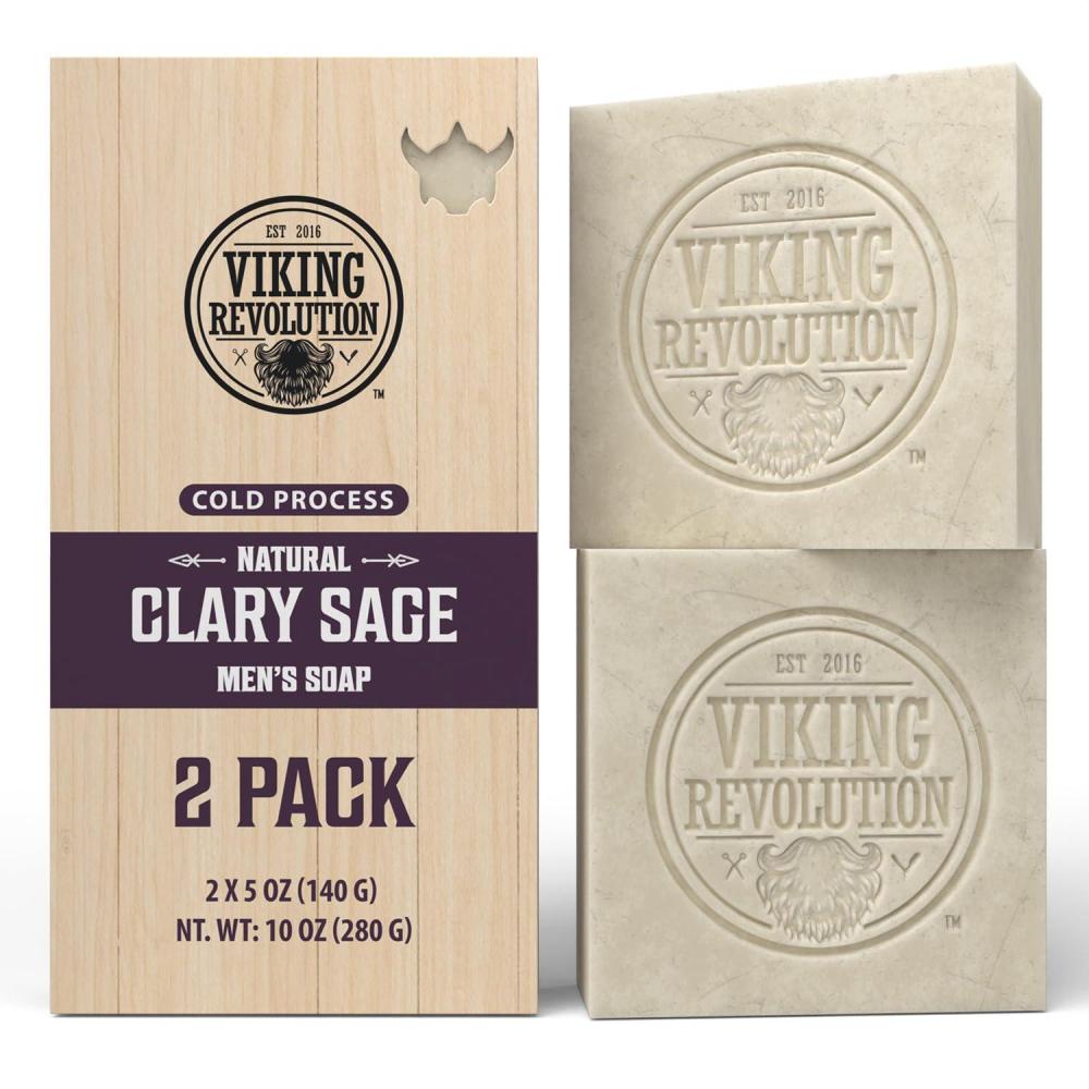image:imageViking Revolution Sandalwood Natural Soap for Men Mens Soap Bar with Essential Oils Cold Pressed Bar Soap for Men Nourishing Mens Bar Soap with Coconut Oil Shea Oil Almond Oil 2 PackClary Sage