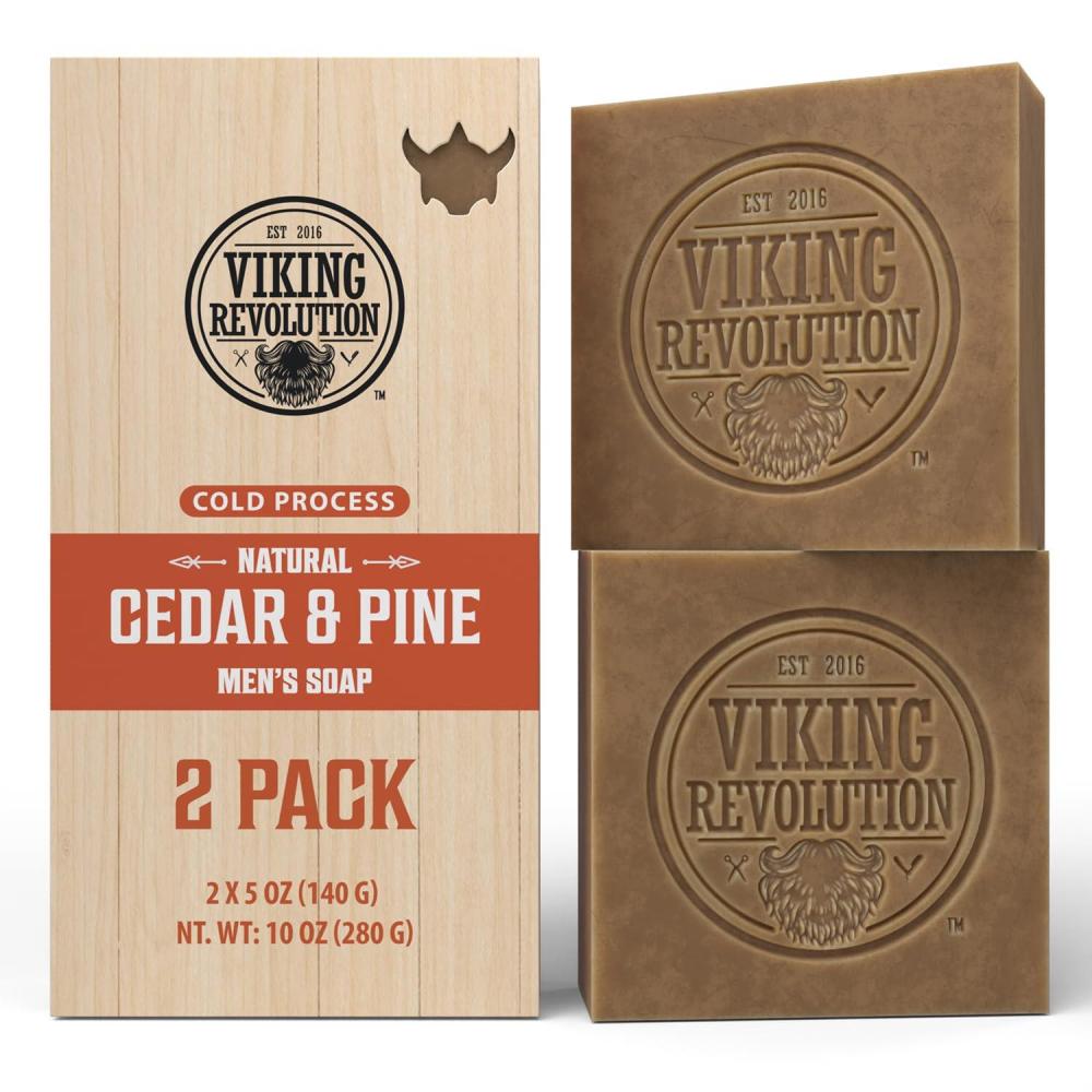 image:imageViking Revolution Sandalwood Natural Soap for Men Mens Soap Bar with Essential Oils Cold Pressed Bar Soap for Men Nourishing Mens Bar Soap with Coconut Oil Shea Oil Almond Oil 2 PackCedar Pine