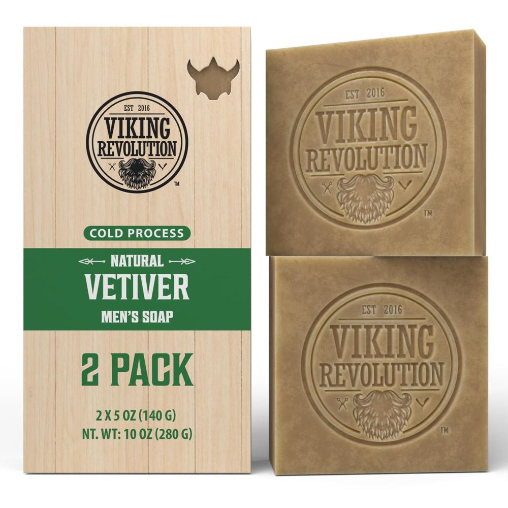 image:imageViking Revolution Sandalwood Natural Soap for Men  Mens Soap Bar with Essential Oils Cold Pressed Bar Soap for Men  Nourishing Mens Bar Soap with Coconut Oil Shea Oil Almond Oil 2 PackVetiver