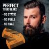 Viking Revolution Beard Comb & Beard Brush Set for Men — Natural Boar Bristle Brush and Dual Action Pear Wood Comb w/Velvet Travel Pouch – Great for Grooming Beards and Mustaches(Beard Comb 2 Pack)