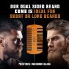 Viking Revolution Beard Comb & Beard Brush Set for Men — Natural Boar Bristle Brush and Dual Action Pear Wood Comb w/Velvet Travel Pouch – Great for Grooming Beards and Mustaches(Beard Comb & Brush w/ Wash and Conditioner)